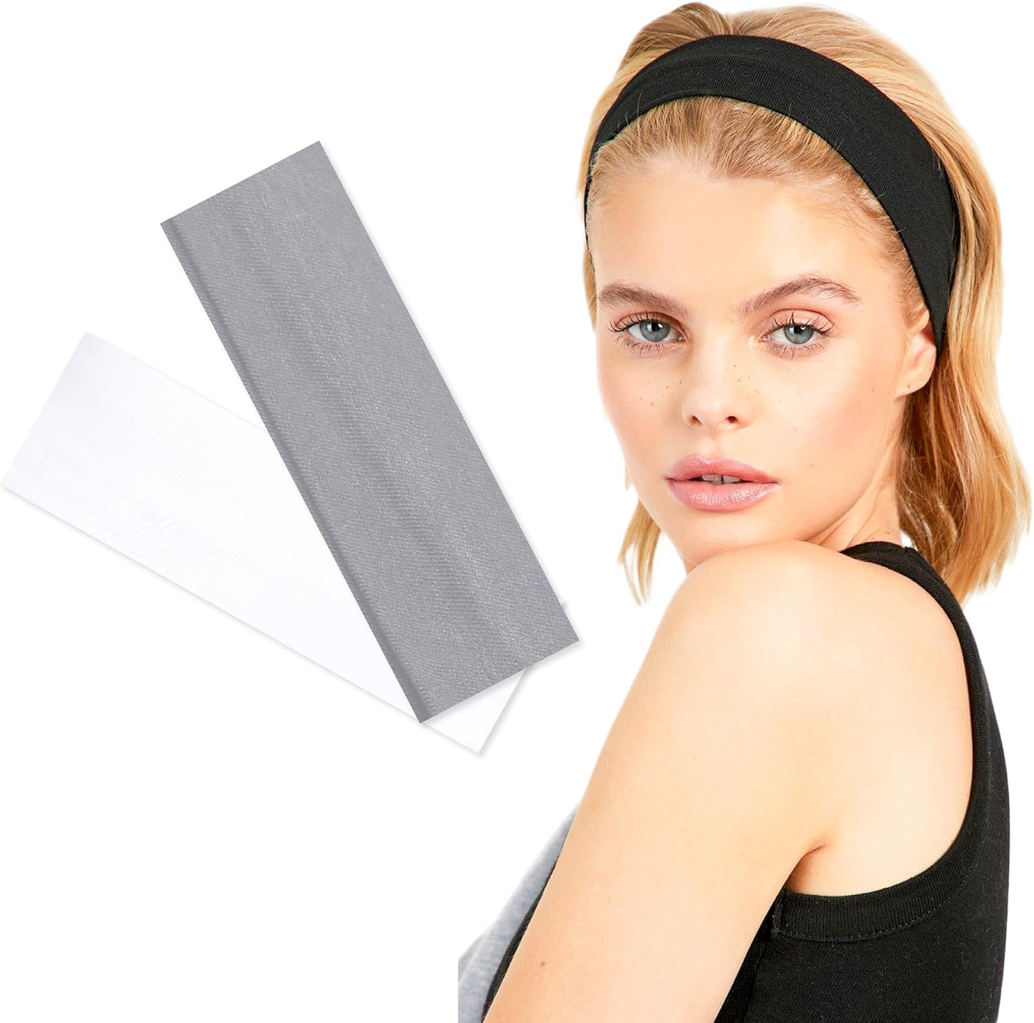 POSH CHOICE 3-Pack Headbands For Any Occasion | Luxurious Black, Graceful Grey and Pure White | Unisex Sports & Makeup Headbands