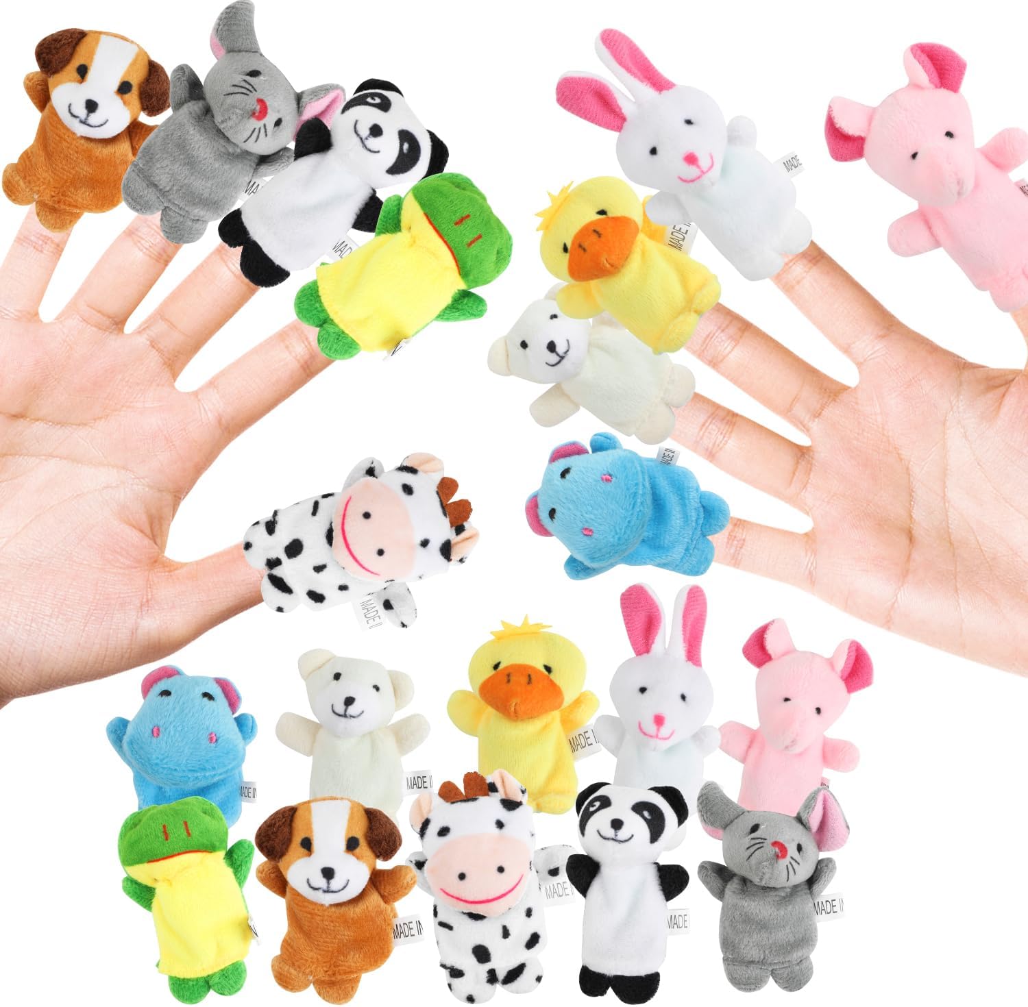 LOKIPA 10PCS Finger Toys, Soft Plush Animal Finger Puppets for Kids Mini Plush Finger Toys Assortment for Boys & Girls, Party Favors, Playtime, Schools