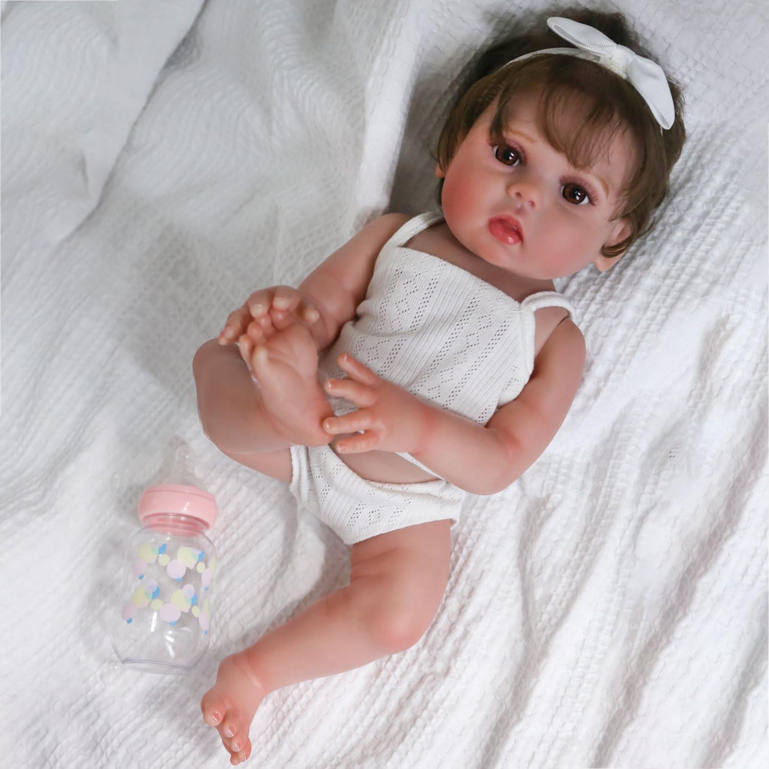 CHAREX Realistic Reborn Baby Dolls – 18-Inch Silicone Baby Girl, Lifelike Newborn Real Life Weighted Full Body Vinyl Anatomically Correct Doll with Gift Set for Kids Age 3+