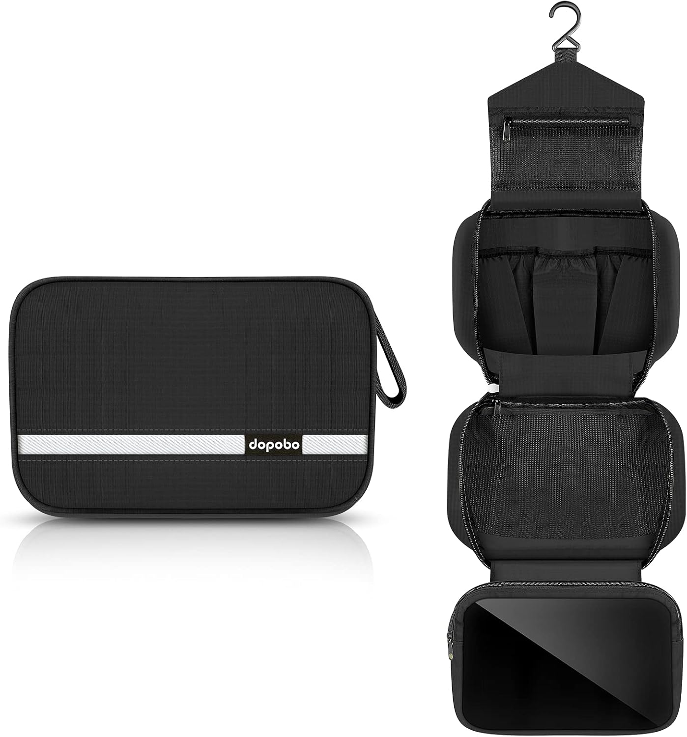 dopobo Travel Toiletry Bag for Women, Dopp Kit for Men, Waterproof Makeup Bag Shaving Bag with Hanging Hook, Portable Toiletry Organizer for Traveling and Camping