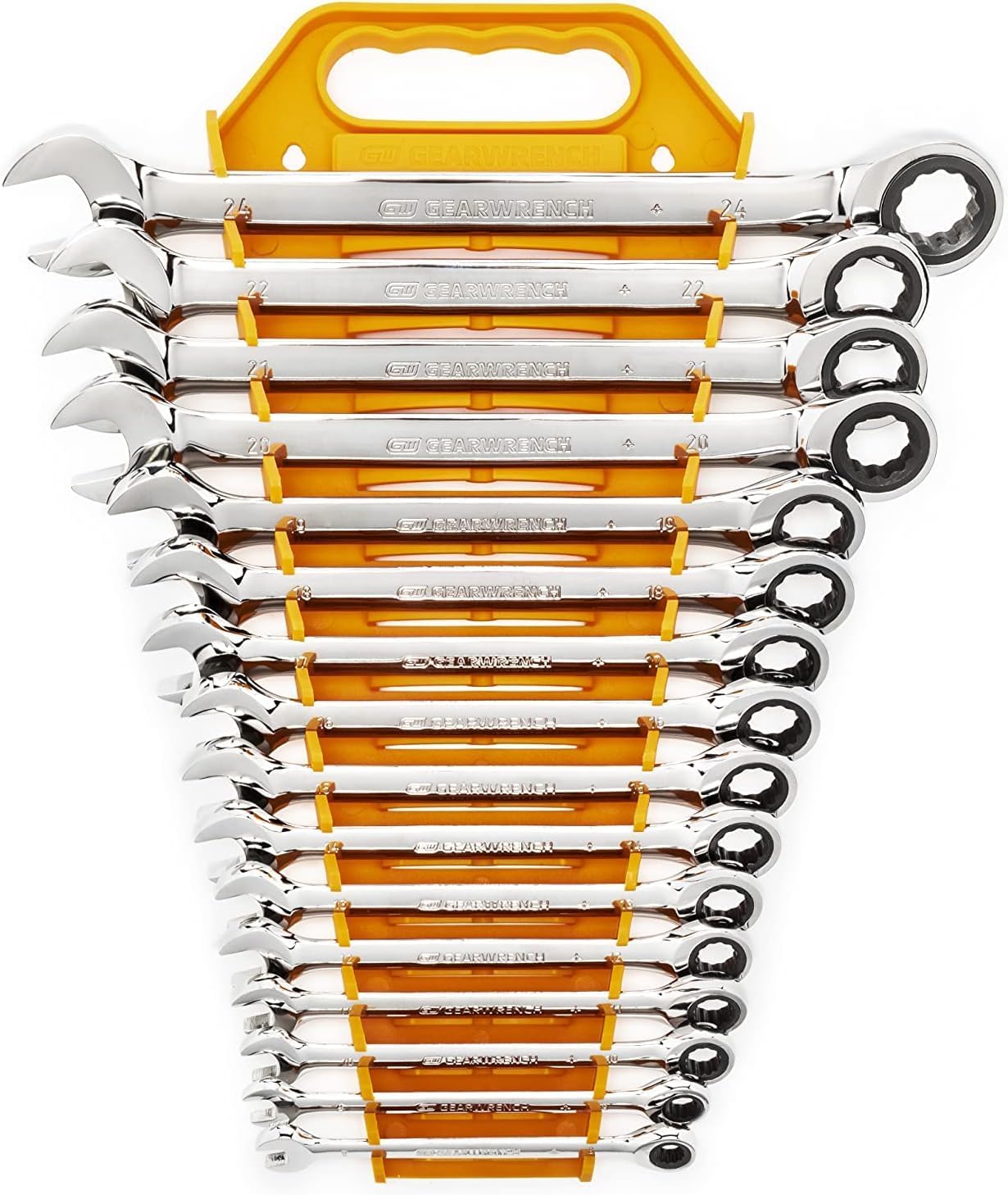 GEARWRENCH 16 Piece Ratcheting Combination Wrench Set with Tray | Metric | 9416