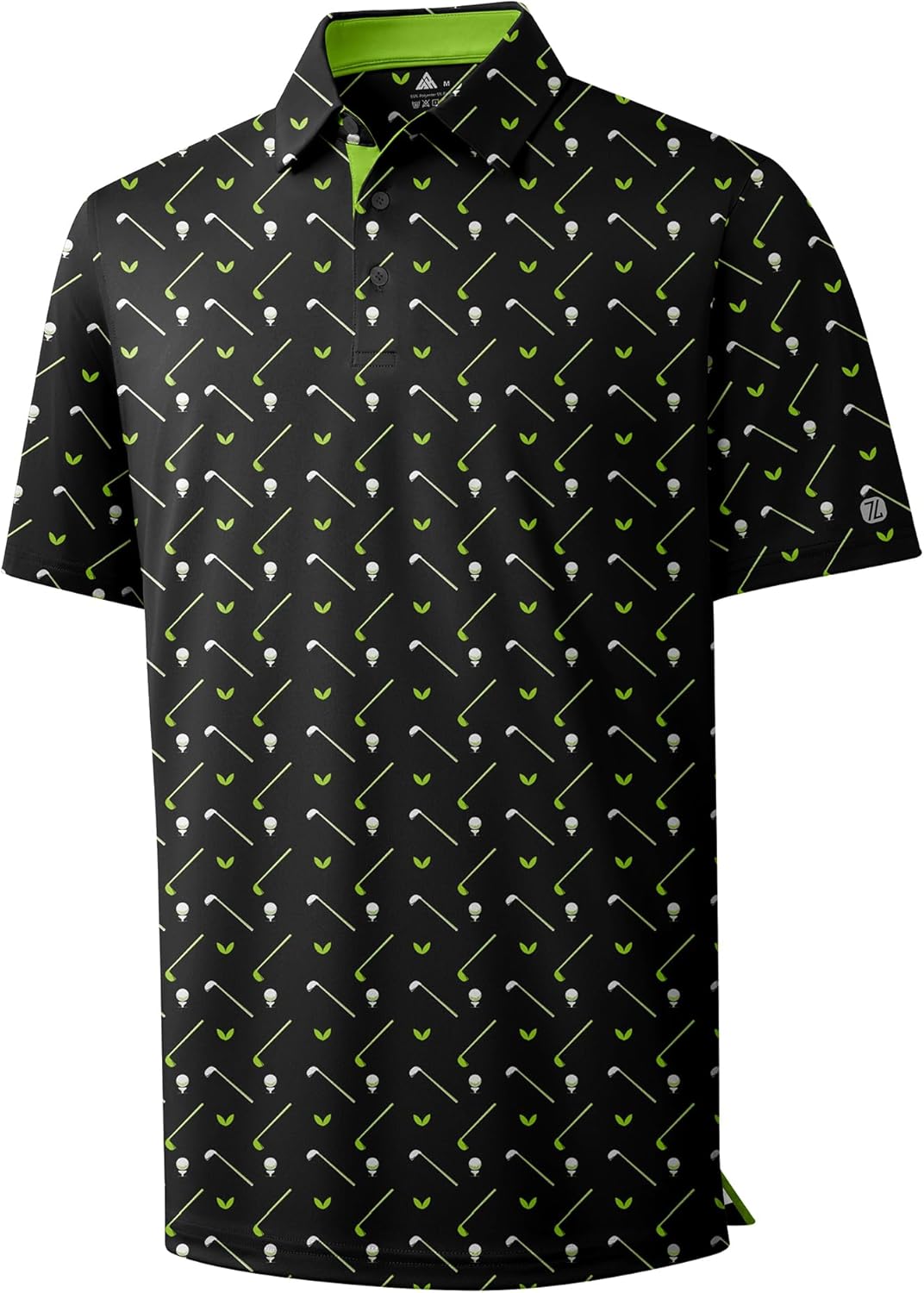ZITY Men's Golf Polo Shirt Short Sleeve Performance Moisture Wicking Collared Print Shirt for Golf and Casual Wear
