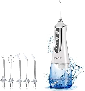 Water Flosser Cordless for Teeth Cleaning 300ML Dental Oral Irrigator 3 Modes 5 Tips Rechargeable Waterproof Electric Flossing for Home Travel (White)
