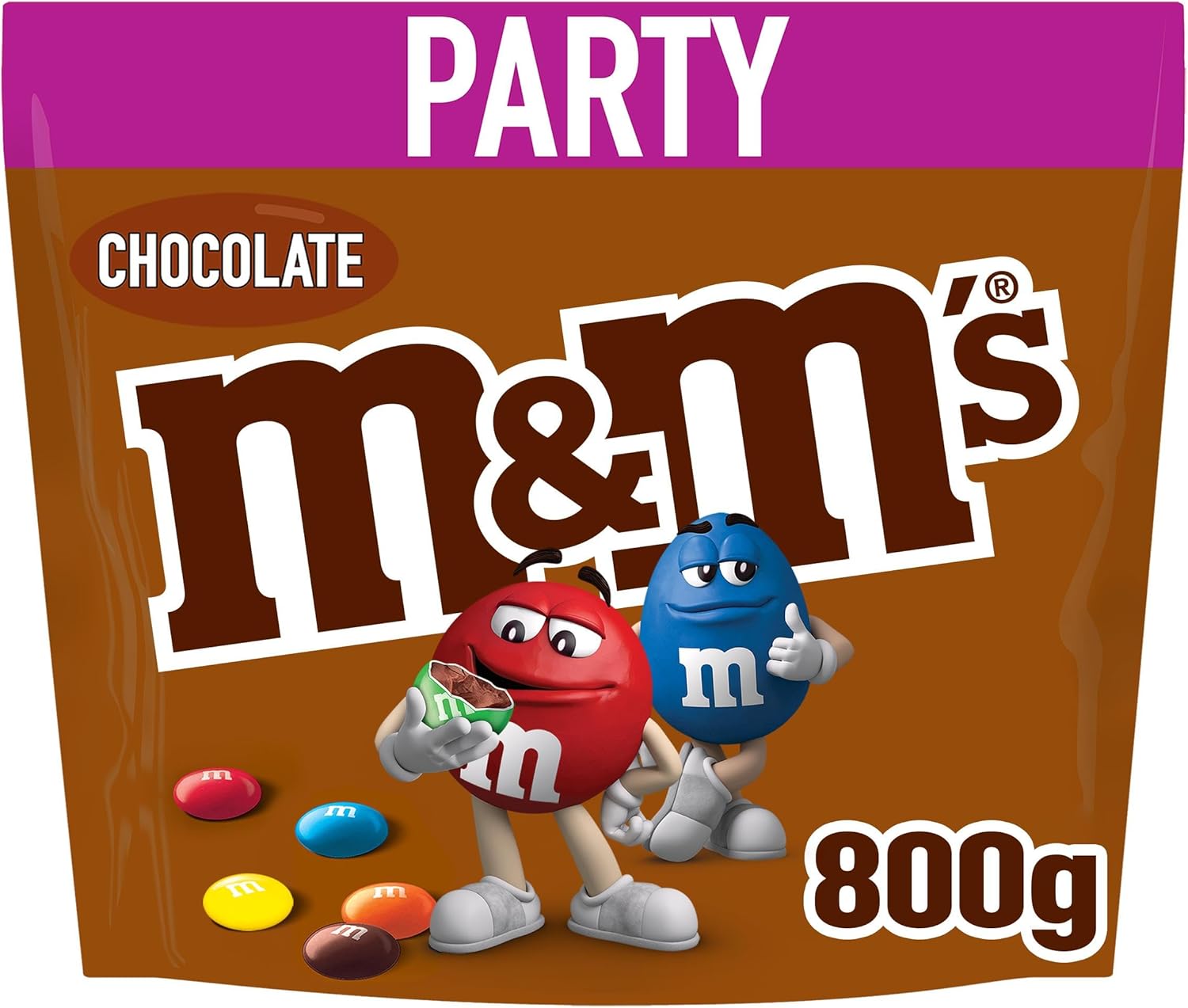 M&M'S Chocolate Bag, Milk Chocolate, 800g Party Bag, Bulk Chocolate, Ideal for Gift, Snacks and Sharing