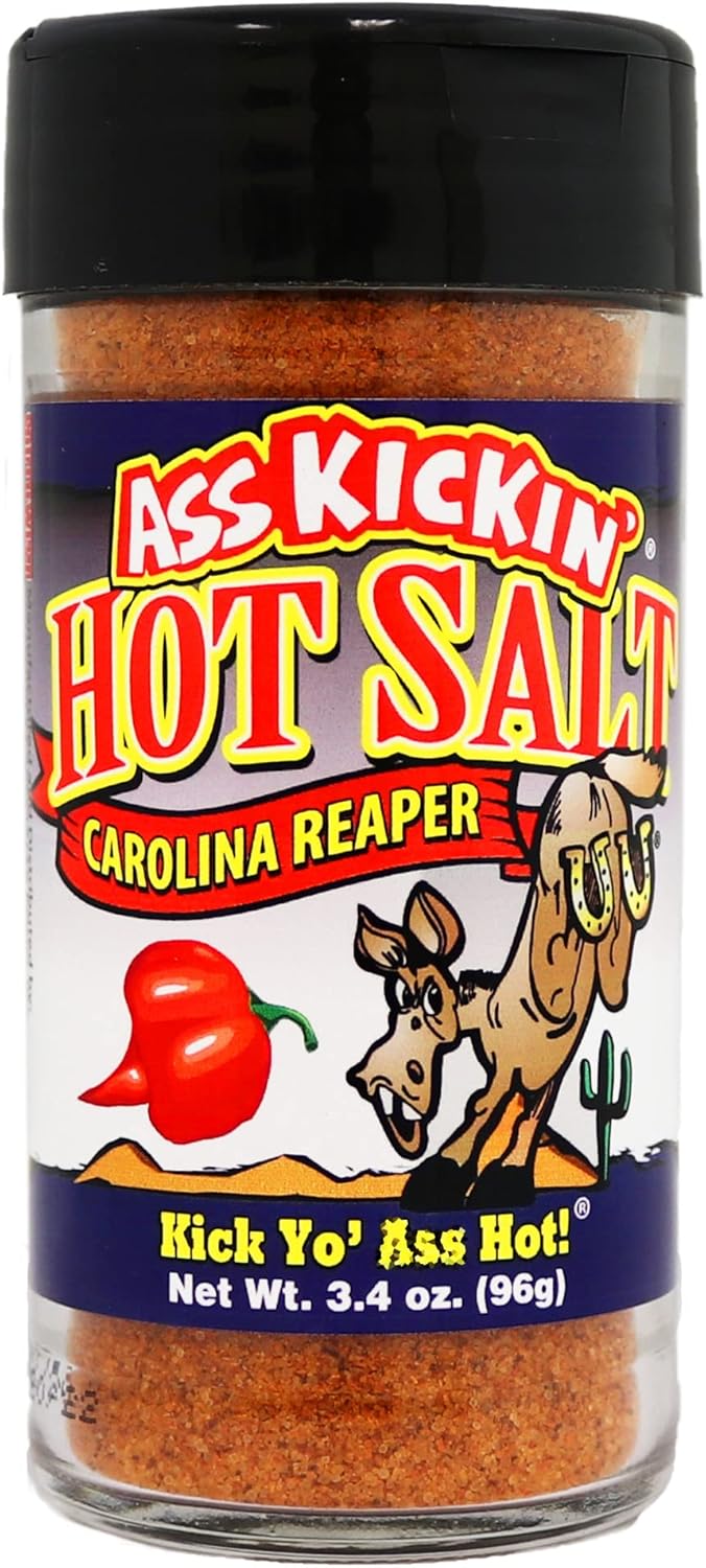 Carolina Reaper Pepper Salt – 3.4oz. Hot Spicy Shaker Jar - Perfect Flavored Salt for Popcorn Seasoning, Margarita Salt and French Fry Seasoning - Premium Gourmet Gift