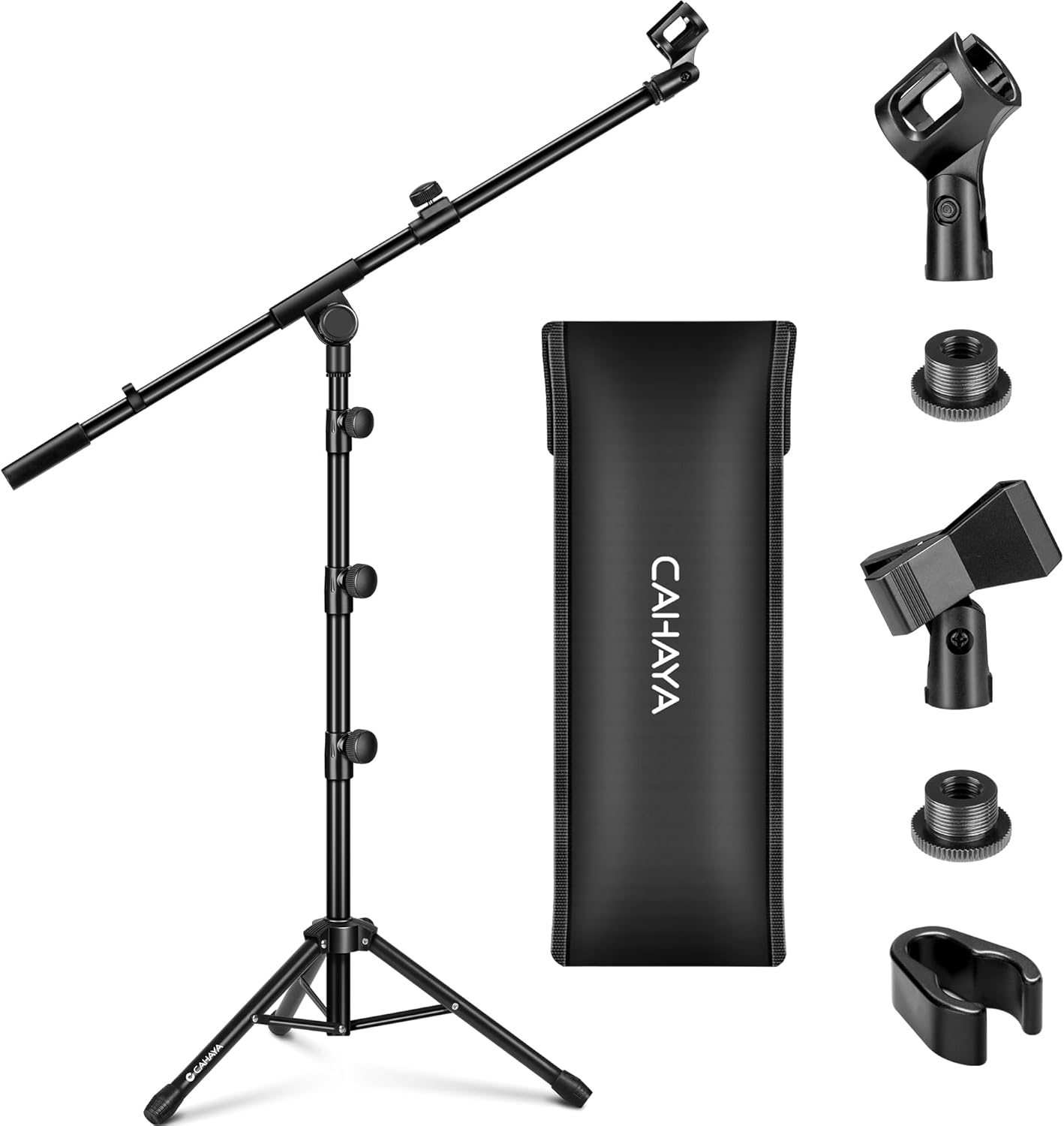 CAHAYA Tripod Boom Sheet Microphone Stand Metal Portable with Carrying Bag, for Performance Singing Speech Wedding Stage and Outdoor CY0329
