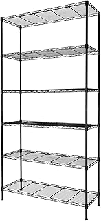 6-Shelf Adjustable Heavy Duty Storage Shelving Unit, Metal Organizer Wire Rack for Laundry Bathroom Kitchen Pantry Closet No Wheels, Black