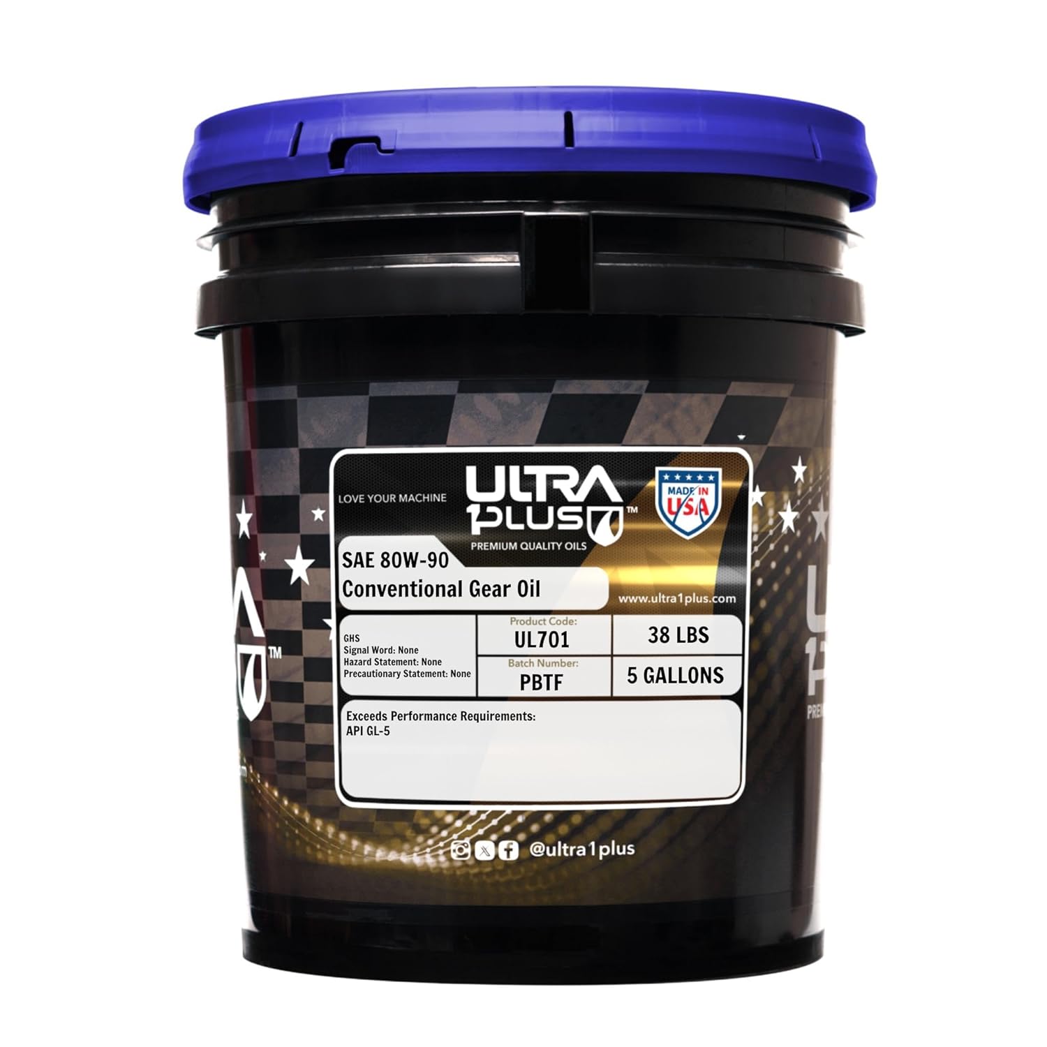 ULTRA 1PLUS SAE 80W-90 Gear Oil - Heavy Duty API GL-5 80W90 Gear Oil - 5 Gallon Pail