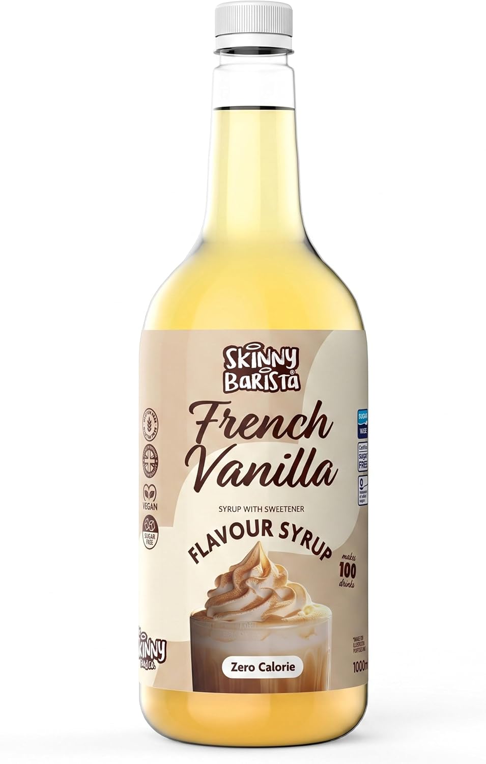 Skinny Food Co French Vanilla Coffee Syrup - Sugar Free 1L Coffee Syrup