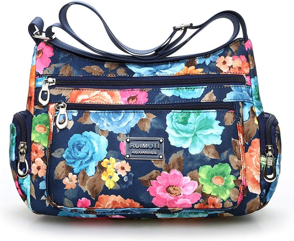 NOTAG Crossbody Bags for Women Nylon Shoulder Bag Floral Multi-Pocket Purses and Handbags