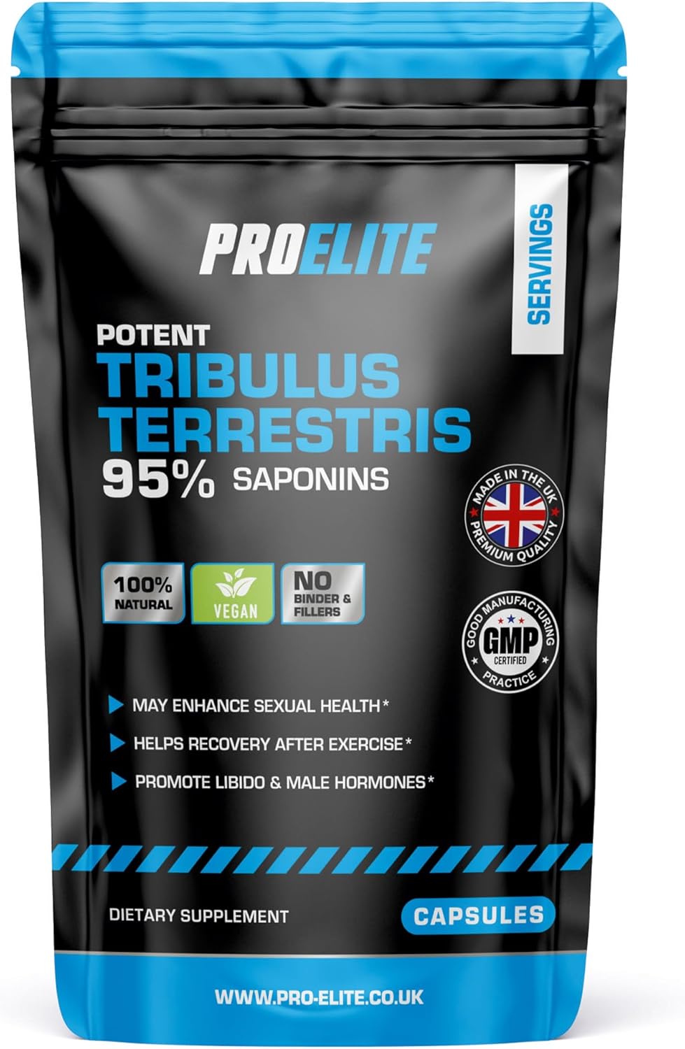 Tribulus Terrestris Extract 8500mg 180 Vegan Capsules 95% Saponins - Test Booster Pills Increase Testosterone for Muscle Growth, Strength Tribulus Terrestris Tablets Powder Alternative by PROELITE