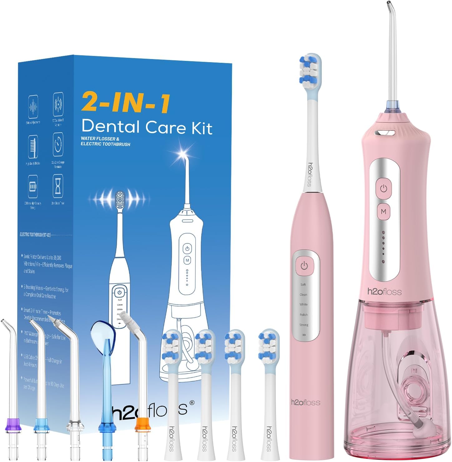 H2ofloss Electric Toothbrush with Water Flosser Combo, 2-in-1 Oral Care Kit