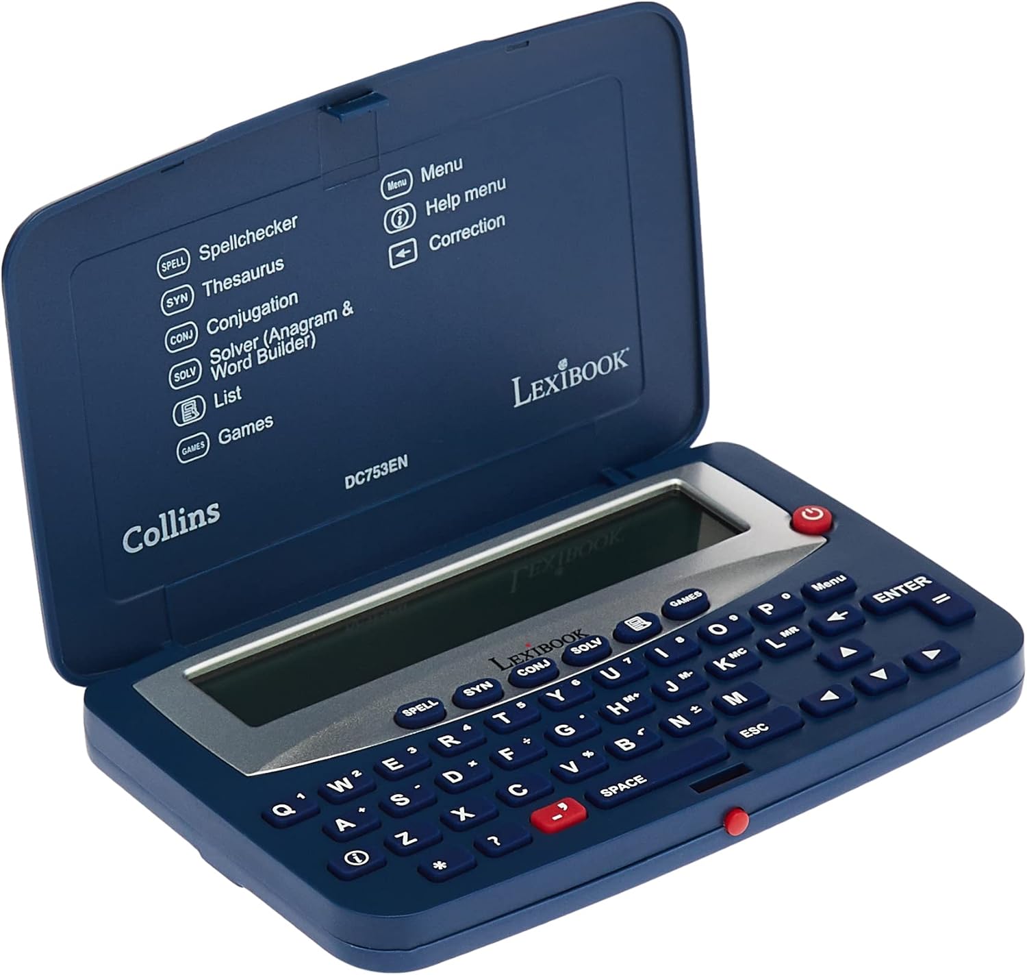 Lexibook, The Collins English Dictionary, 13th Edition-Electronic Pocket Spellchecker, Thesaurus, Crossword, Conjugation, Anagram Solver, Words Games, with Battery, Blue/White, DC753EN