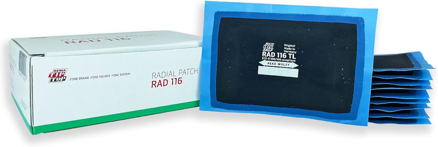 Rema Tip Top RAD116 Radial Tire Patches – 2-5/8” x 4" Self-Vulcanizing Flat Tire Universal Repair Patches – 10 Count