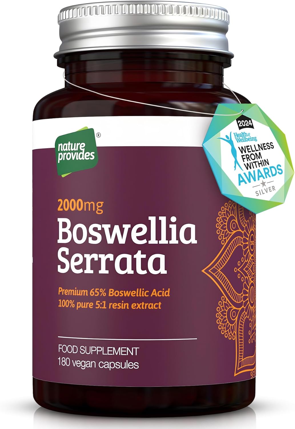 Boswellia Serrata Capsules/Tablets (2000mg 5:1 Extract) Made in UK by Nature Provides - 180 Vegan Caps, 6 Months Supply, 65% Boswellic Acid, Indian Frankincense, Joint Support, Anti-Inflammatory