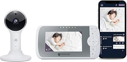 Motorola VM64-4.3" Screen HD 1080p Camera & WiFi Baby Monitor W/App Connectivity, 2-Way Audio & 1000ft Range - Remote Pan-Tilt-Zoom, Room Temp Display, Lullabies, & Night Vision