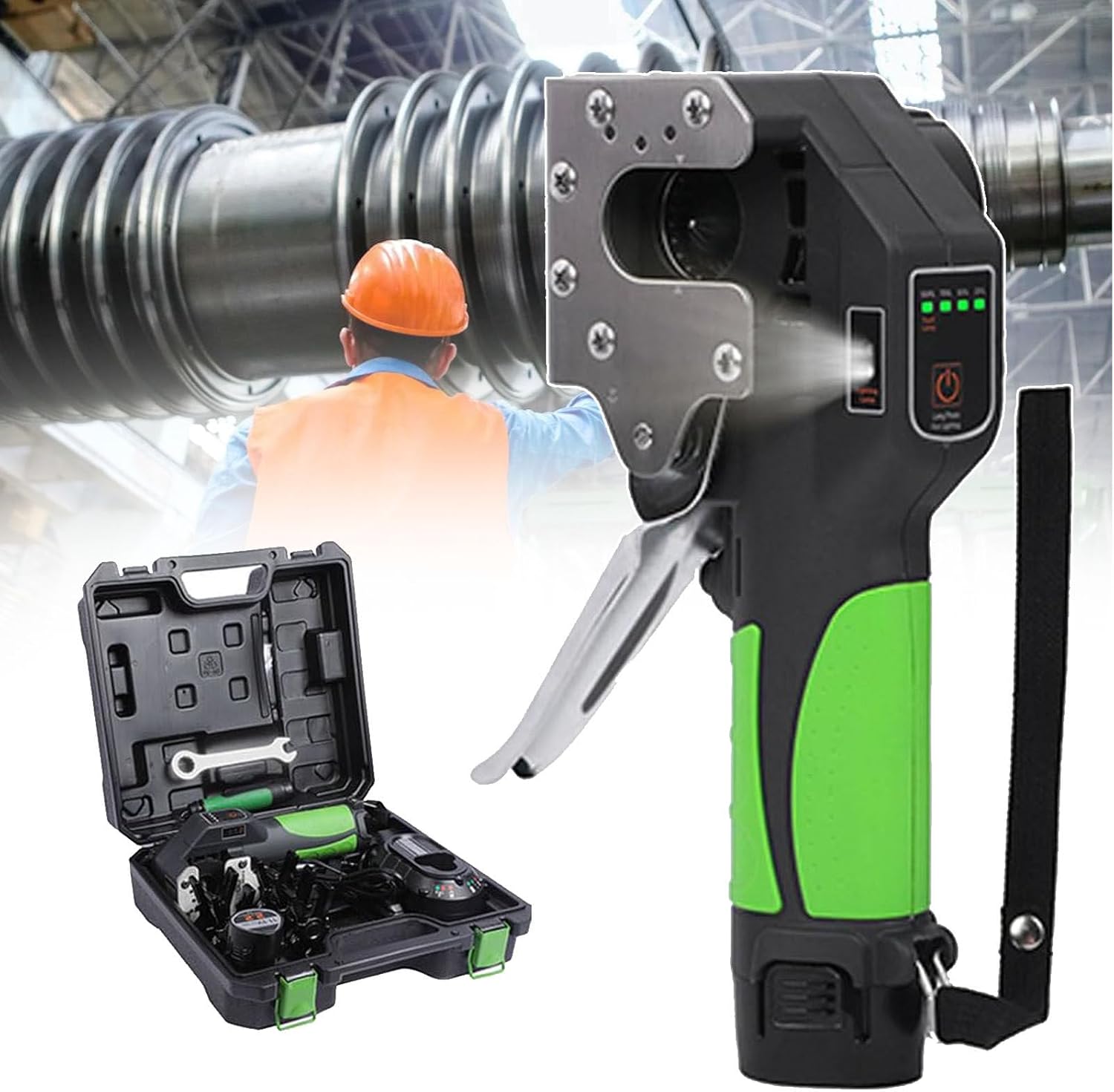 Hand Tool Sets,Cordless Copper Pipe Tube Expander,Electric Pipe Expander Tool,45° Eccentric Tube Flare Tool,Metric And Inch 2 In 1,Suitable For Soft Copper/Aluminum/Yellow Copper Pipe,8pcsCollets