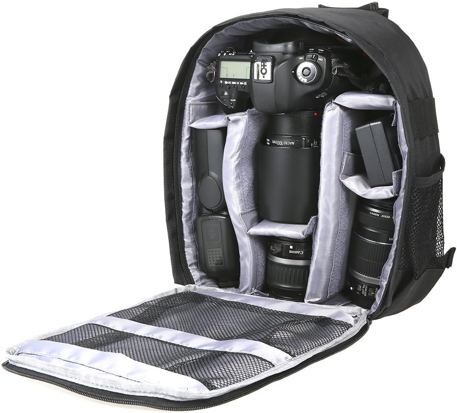 Andoer Camera Backpack, DSLR Digital Camera Bag, Small Reflex Photo Backpack, Waterproof Camera Backpack, Lightweight, Multi-Functional, Breathable Camera Bags, 33 x 26.5 x 12.5 cm