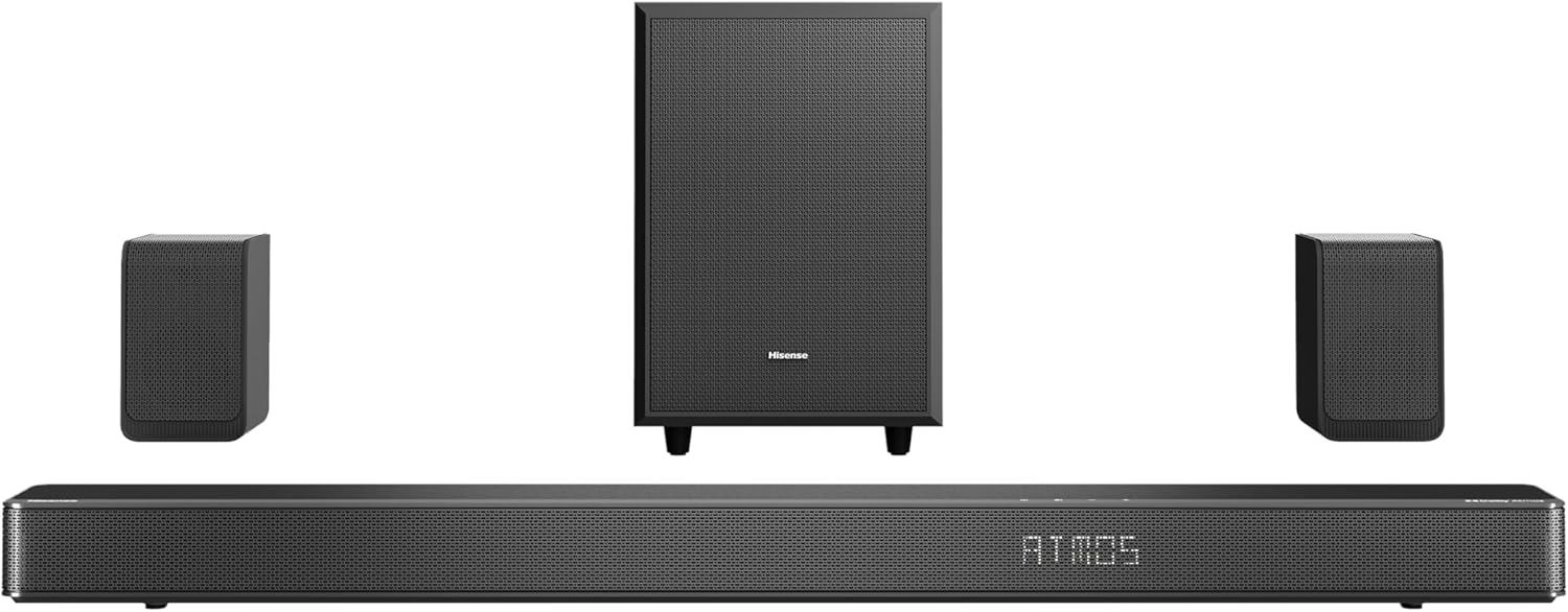 Hisense AX5125H 5.1.2 Channel 500W Dolby Atmos Soundbar with Wireless Subwoofer& Up Firing Speakers& Turly Wireless Rear Speakers