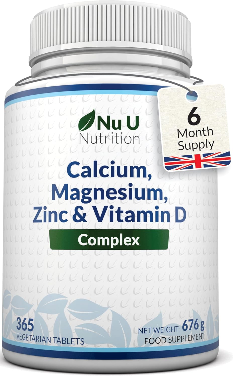 Nu U Nutrition Calcium Magnesium Zinc & Vitamin D Supplement - 365 Vegetarian Tablets - High Strength Osteo Complex with Selenium, Copper, Manganese & Boron - 6 Month Supply