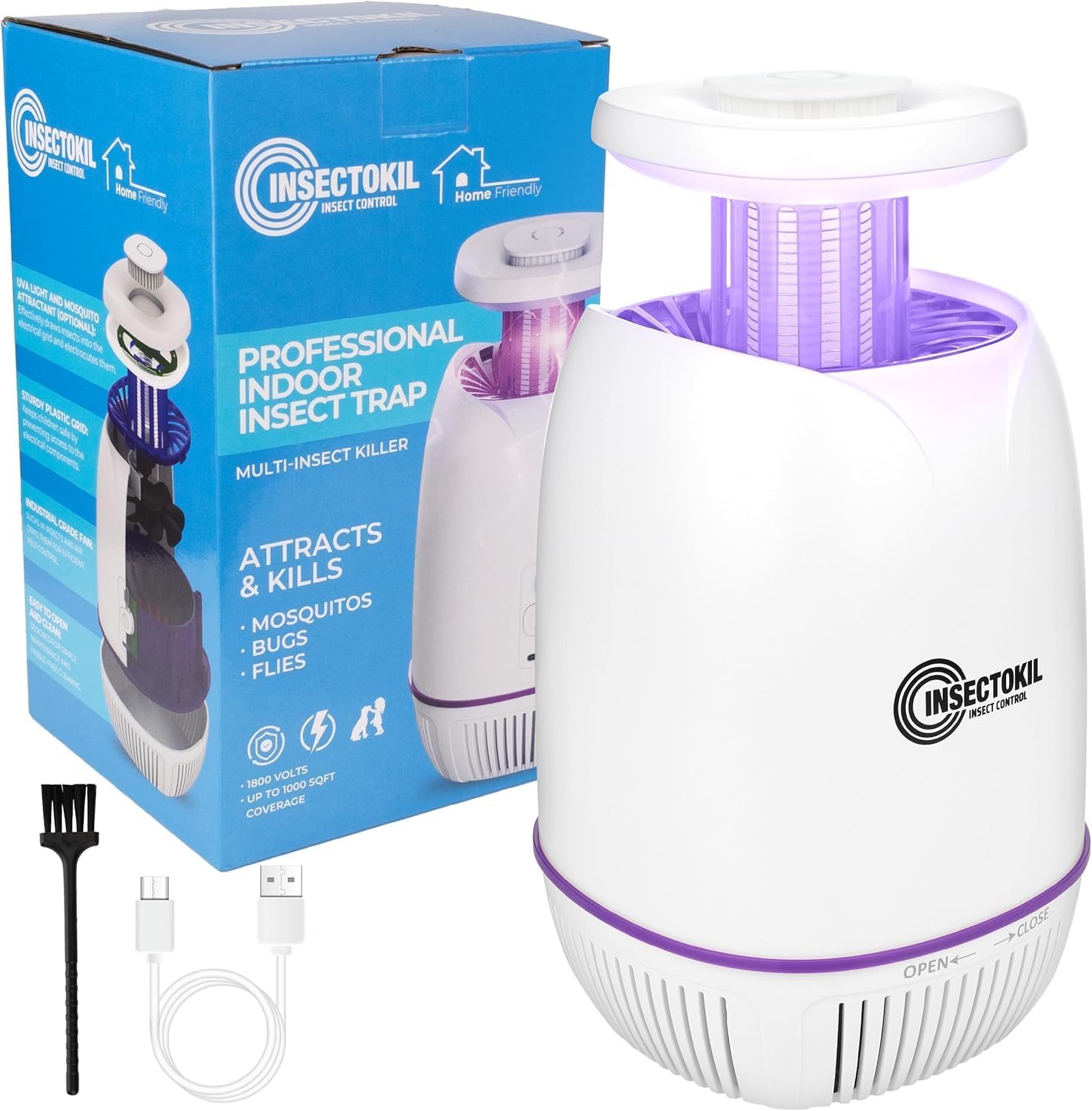 Fly Trap - Fly Zapper Electric Indoor Insect Trap and Killer with UV Light Fan & Bait | Household Bug Zapper Effectively Catches and Kills Fruit Flies, Gnats, Moths, Mosquitoes & Other Flying Insects