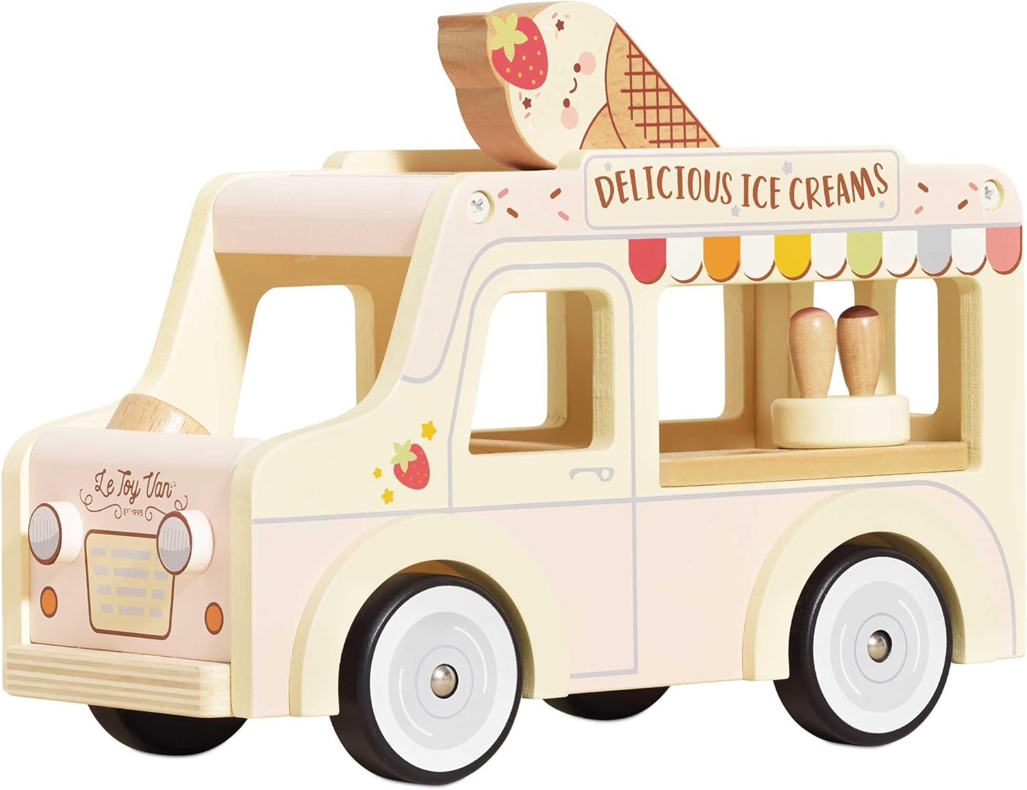 Le Toy Van - Wooden Doll House Dolly Ice Cream Van Play Set For Dolls Houses | Daisylane Dolls House Furniture Sets - Suitable For Ages 3+