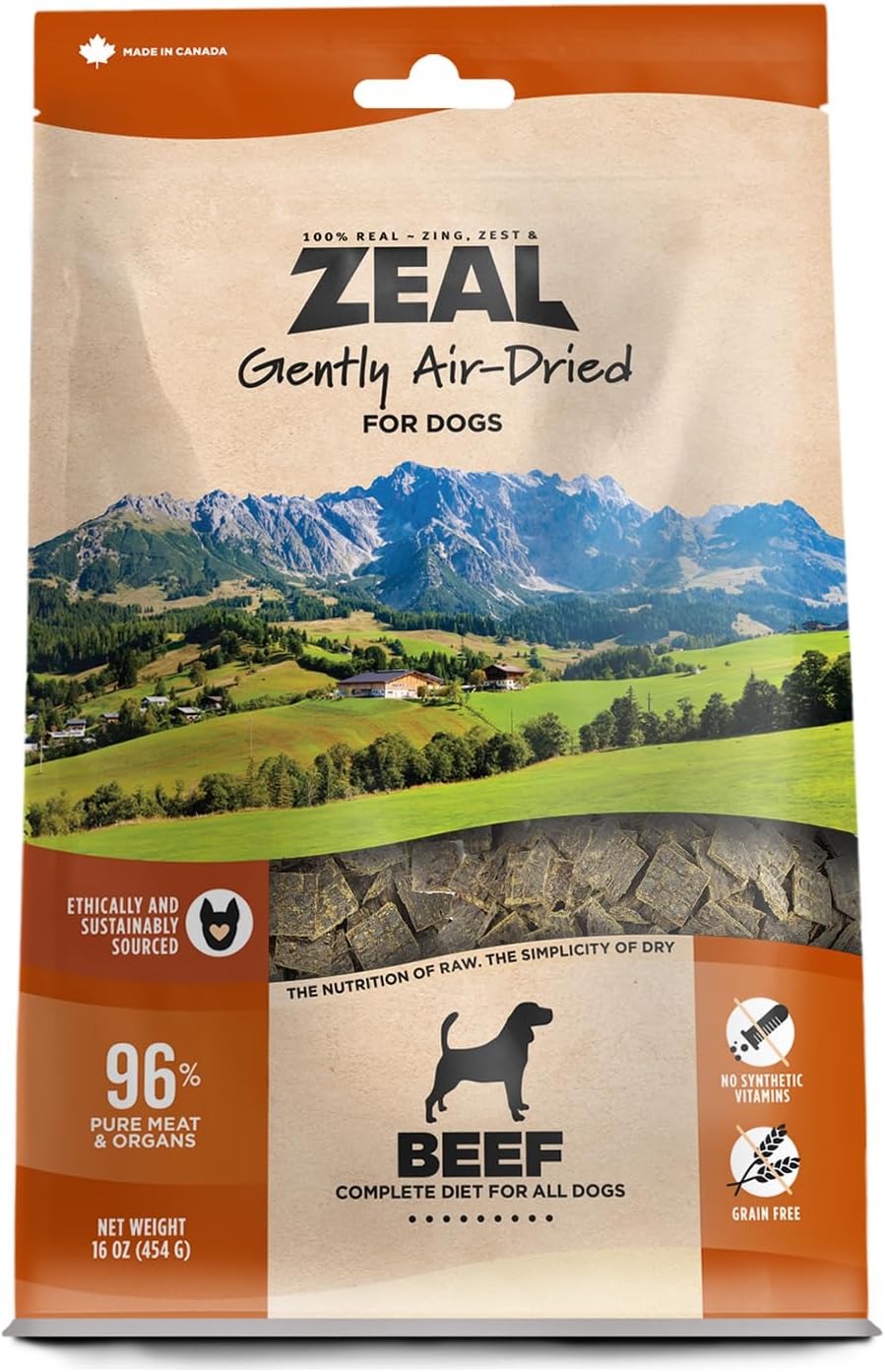 ZEAL Air-Dried Dog Food, All Natural Dry Dog Food, Nutritionally Balanced, High Protein Organic Dog Food for All Life Stages, Beef - 1.0 LB