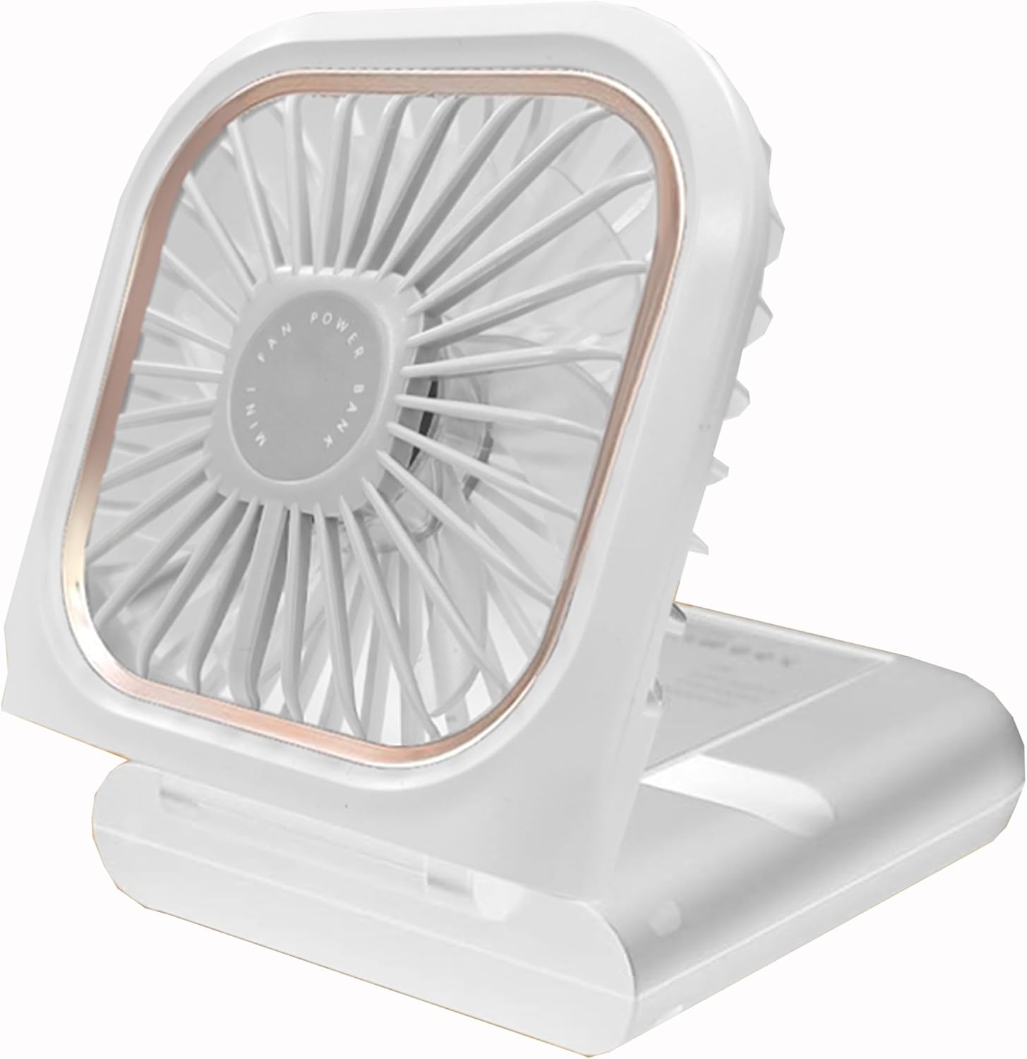 Aiwa Neck Fan & 4000mAh Power Bank with Phone Stand, Three Speed, Foldable, Portable Rechargeable Battery Pack, Lightweight, Ultra Quiet, Lanyard for Wearing, 180° Tilt for Desk Use