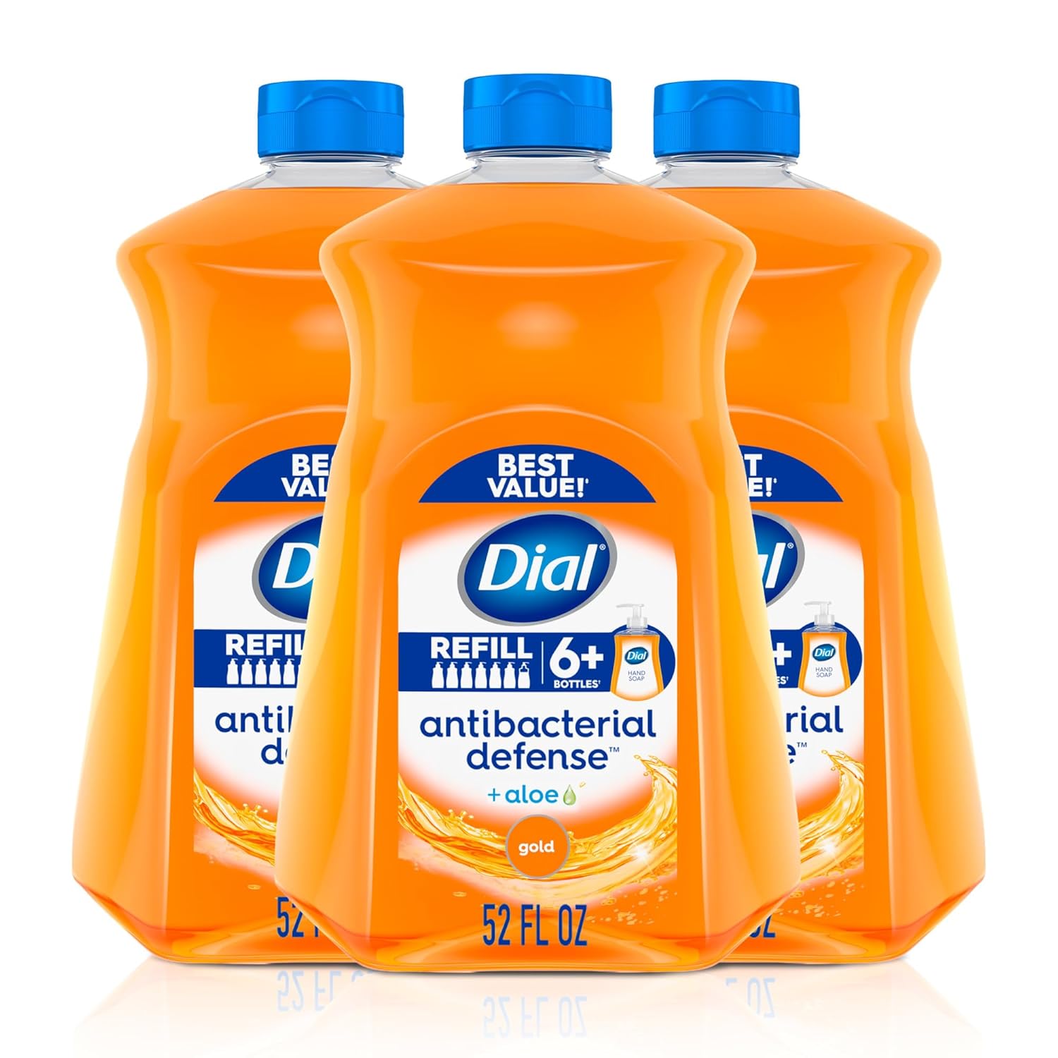 Dial Antibacterial Liquid Hand Soap Refill, Gold, 52 fl oz (Pack of 3)