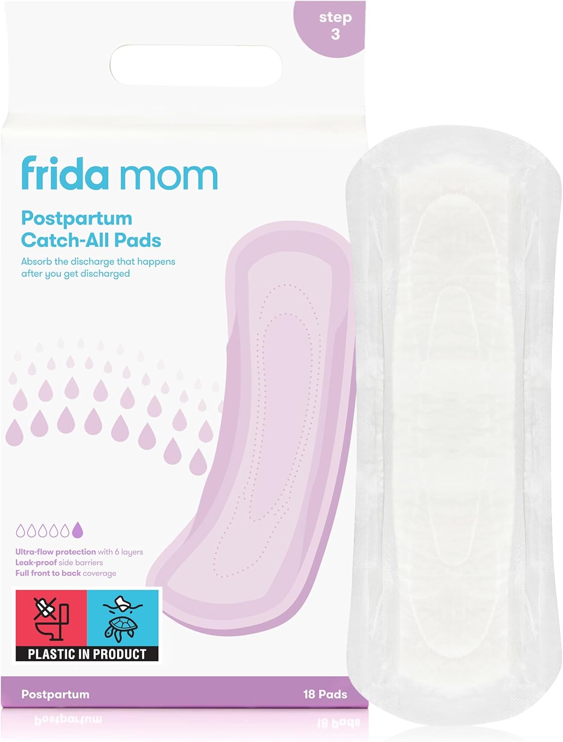 Frida Mom Postpartum Pads, Leak Proof Feminine Care Maxi Pads, 6 Layers of Protection for Maximum Absorbency (18ct)