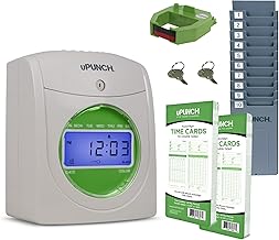 uPunch HN1500 Starter Time Clock Bundle for Small Business: Employee Punch Clock System with 100 Time Cards, Card Rack, and Ribbon