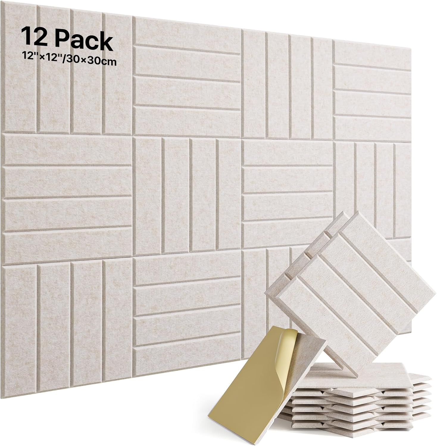 Soundsbay Acoustic Wall Panels Self-adhesive, 12 Pack Sound Proofing Panels