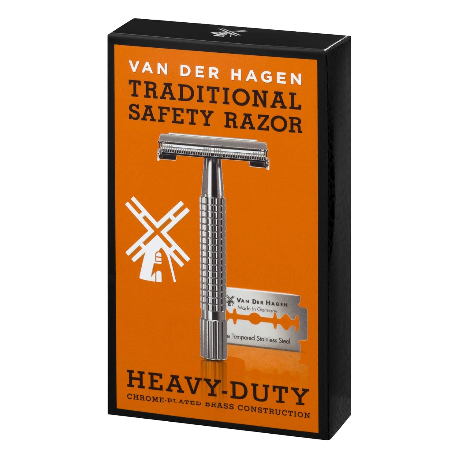 Van Der Hagen® Men’s Traditional Safety Razor Kit (includes 5 blades), Chrome