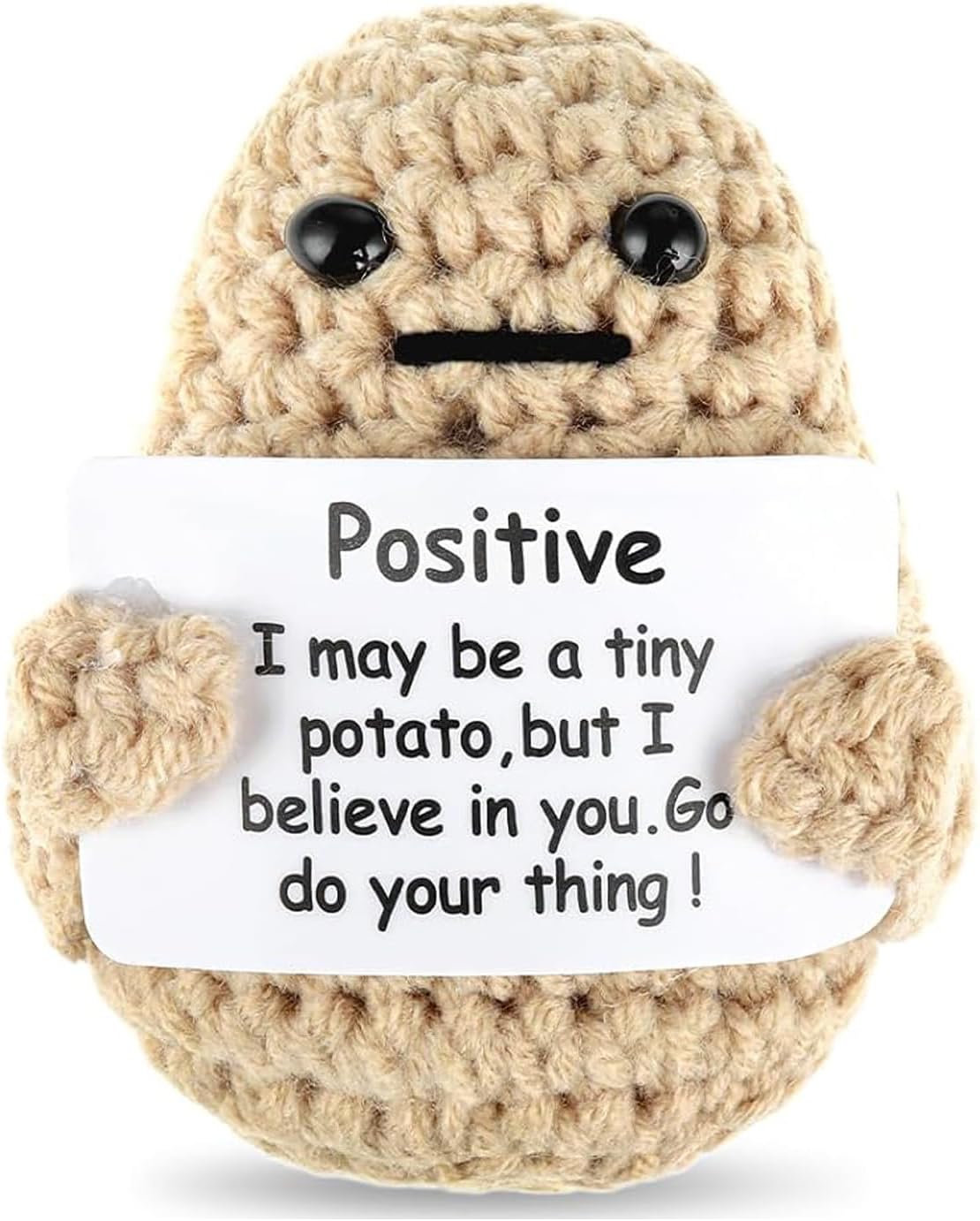 ZZLBZN Mini Funny Potato, Good Luck Gifts, Funny Knitting Wool Potato Doll, Funny Potato Novelty Gifts Positive Gifts with Positivity Affirmation Cards for Birthday Gifts Encouragement