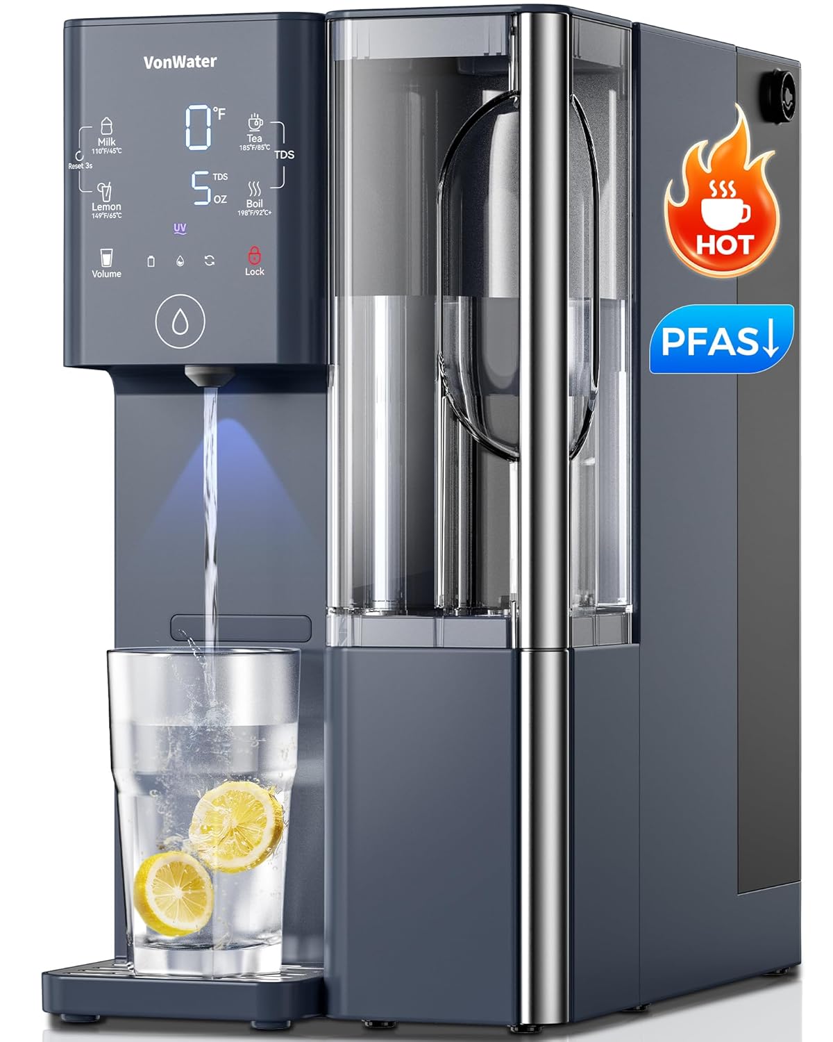 CT910H Reverse Osmosis Water Filter Countertop, 3S Instant Hot RO Water Filtration System, 7-Stage Water Purifier with Portable Pitcher, NSF/ANSI 372,42,58, Reduce TDS PFAS, No Installation