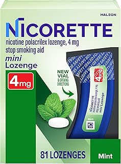 Nicorette 4 mg Mini Nicotine Lozenges to Quit Smoking - Mint Flavored Stop Smoking Aid, 81 Count