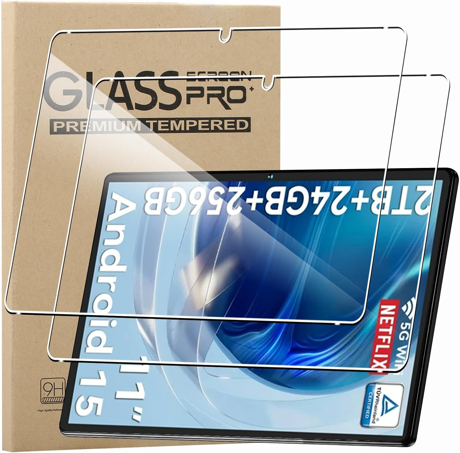 KZIOACSH Screen Protector for TABWEE W90/TABWEE T90 11 Inch, 2 Pack Ultra Clear Anti-Scratch Tempered Glass Film 9H Hardness Touch Sensitive Anti-Fingerprint Protective Screen Guard