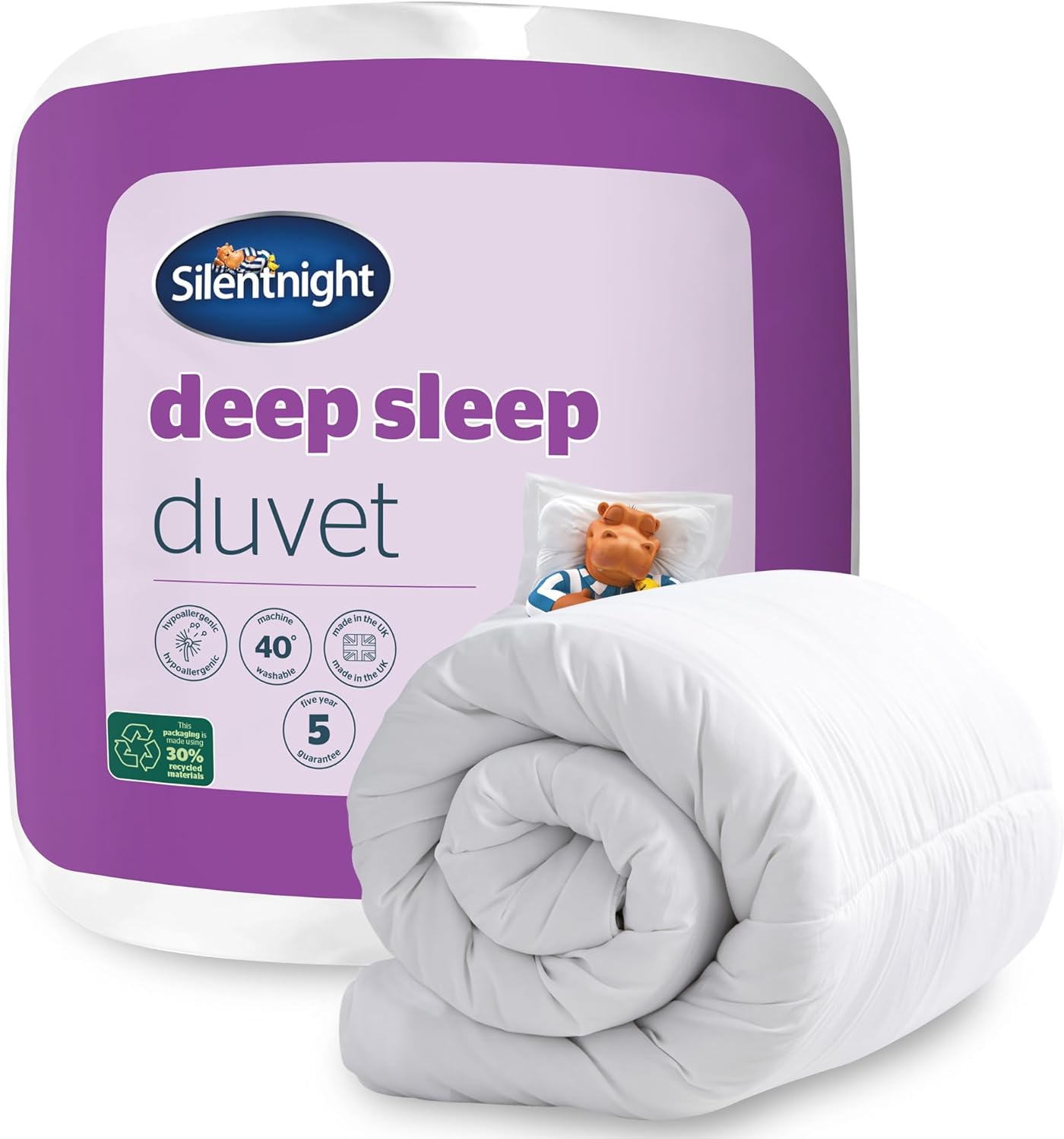 Silentnight Deep Sleep Duvet 10.5 Tog - All Year Round Soft Fluffy Comfortable Duvet - Hypoallergenic Machine Washable - Single, White, 444729GE