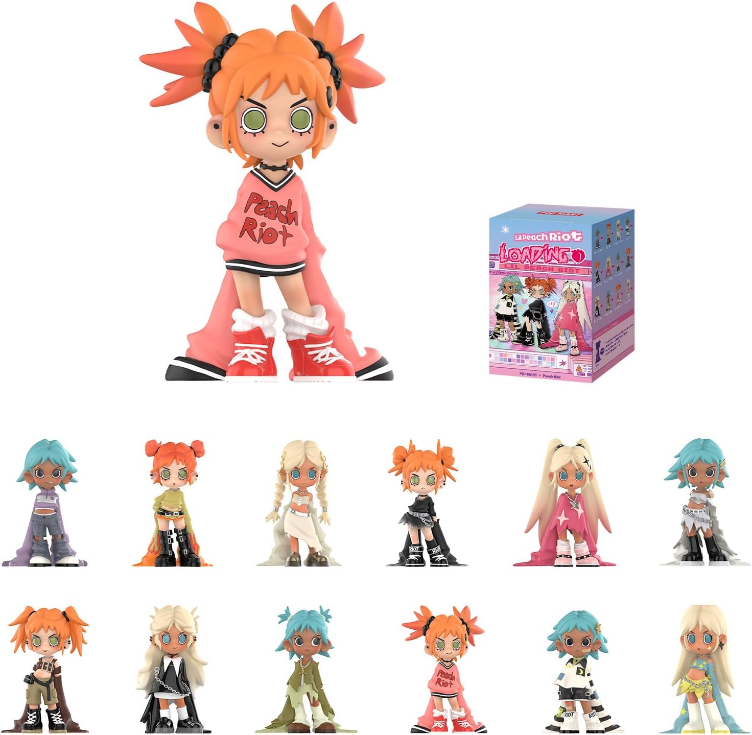 POP MART Lil Peach Riot Loading! Series Blind Box Figures, Collectible Toys Home Decorations, Holiday Birthday Gifts for Girls and Boys, Single Box