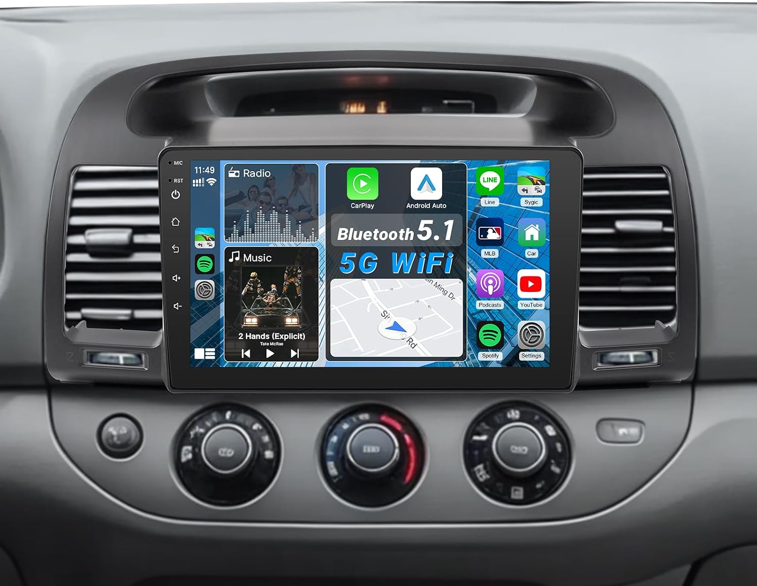 Car Radio Stereo for Toyota Camry (with J-B-L Version) 2002 2003 2004 2005 2006, 2+32GB 9" IPS Touchscreen Head Unit Android Camry Radio with Carplay, Android Auto, GPS, BT, WiFi, SWC, Mic