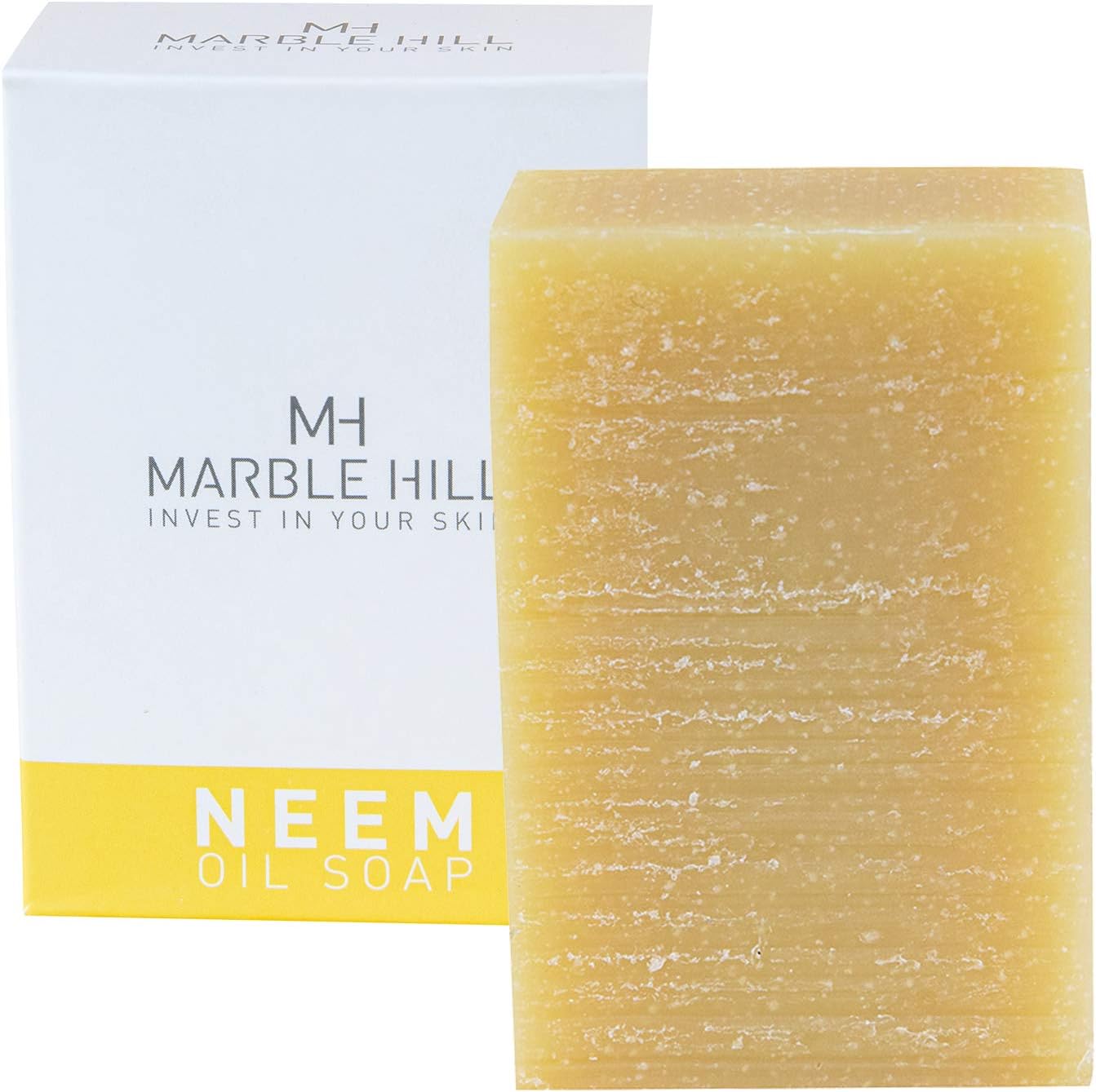 Marble Hill Neem Oil Soap Bar “Fabulously Moisturising - Sunday Times” Dry Sensitive Eczema-Prone Skin Psoriasis Natural Cleanser for Face Hands, Body All Ages with Shea Butter Vitamin E 100g
