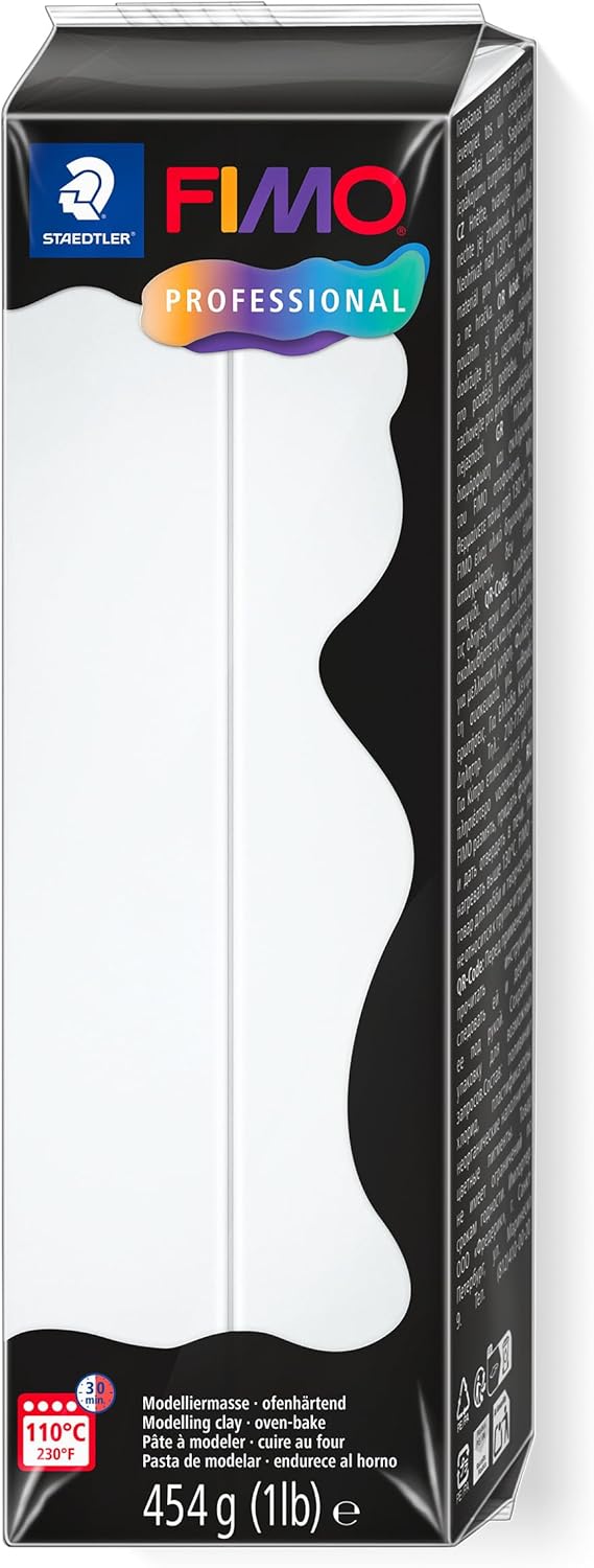 STAEDTLER 8041-0 FIMO Professional Oven-Hardening Polymer Modelling Clay, 454g - White (Single Block)