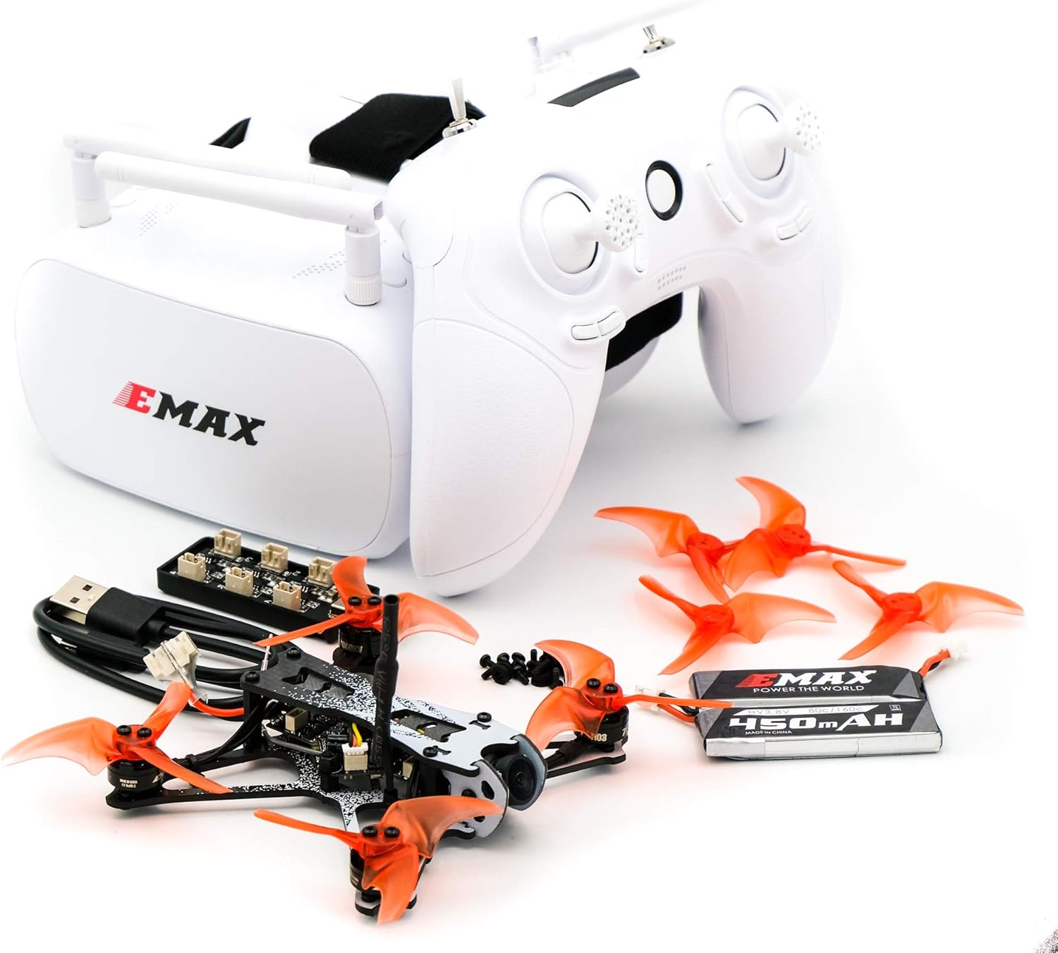 EMAX Tinyhawk II Freestyle RTF FPV Racing Drone Kit with 7000KV Brushless Motor, RunCam Nano 2 700TVL Camera, 0-25-100-200 VTX Power, 5A ESC, Drone with Goggle and Controller for Kids Adults Beginners