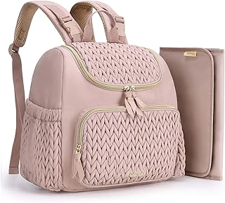 mommore Diaper Bag Small Diaper Backpack Stylish Toddler Baby Mini Maternity Bags Travel Backpacks with Insulated Pockets, Changing Pad, Stroller Straps