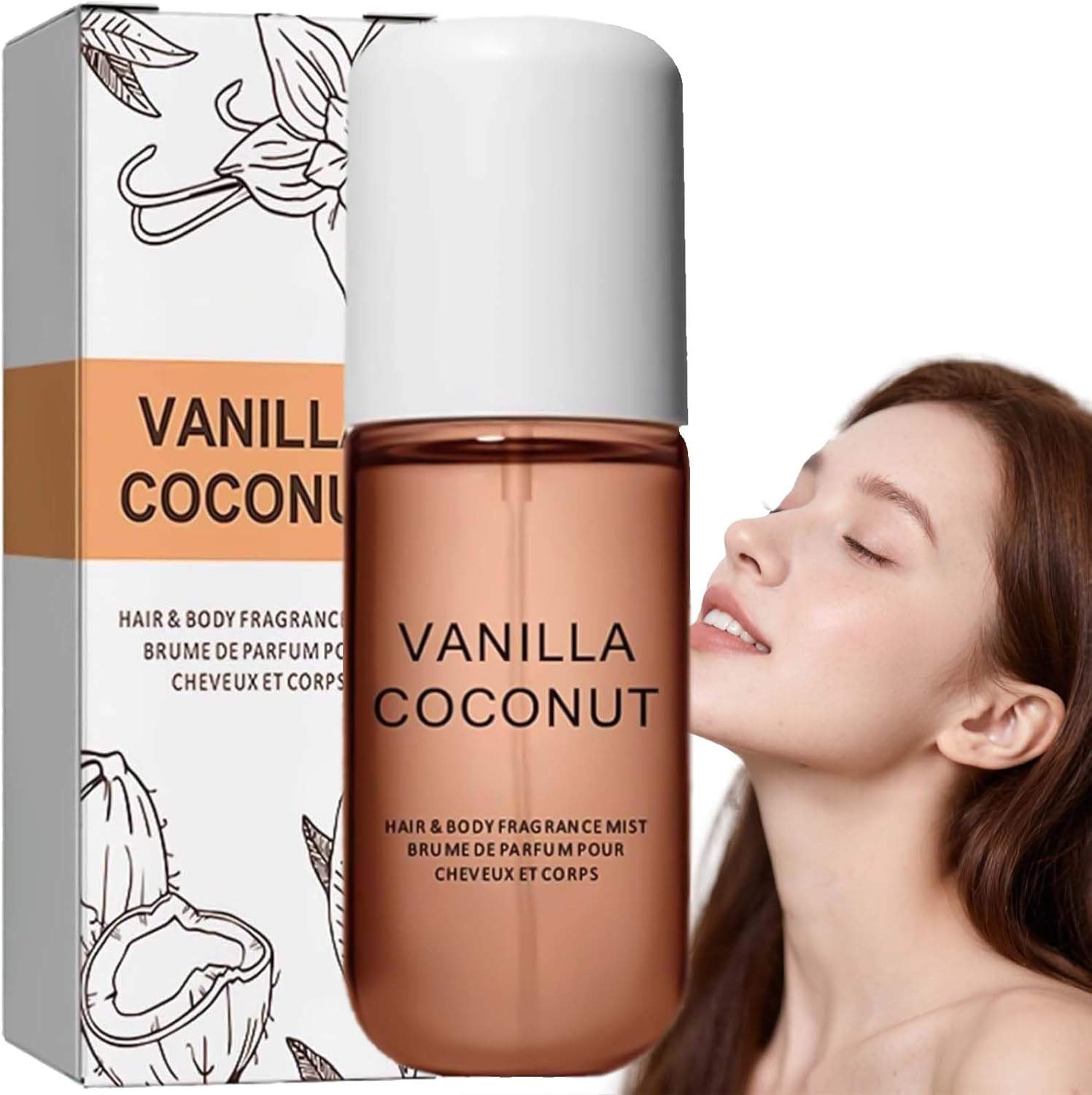 50ml Coconut Vanilla Body Mist for Women – Light, Long-Lasting Fragrance for Hair & Skin Care, Hydrating & Refreshing