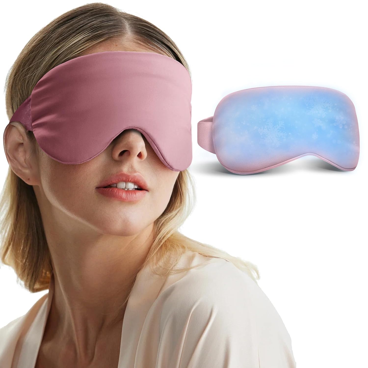 Cooling Eye Mask for Eye Care - Great Self Care Gifts for Women - Migraines Headache Relief Ice Pack Mask Products - Cold Compress for Puffy Eyes - Birthday Gifts Mom Grandma Sister Teacher (Pink)