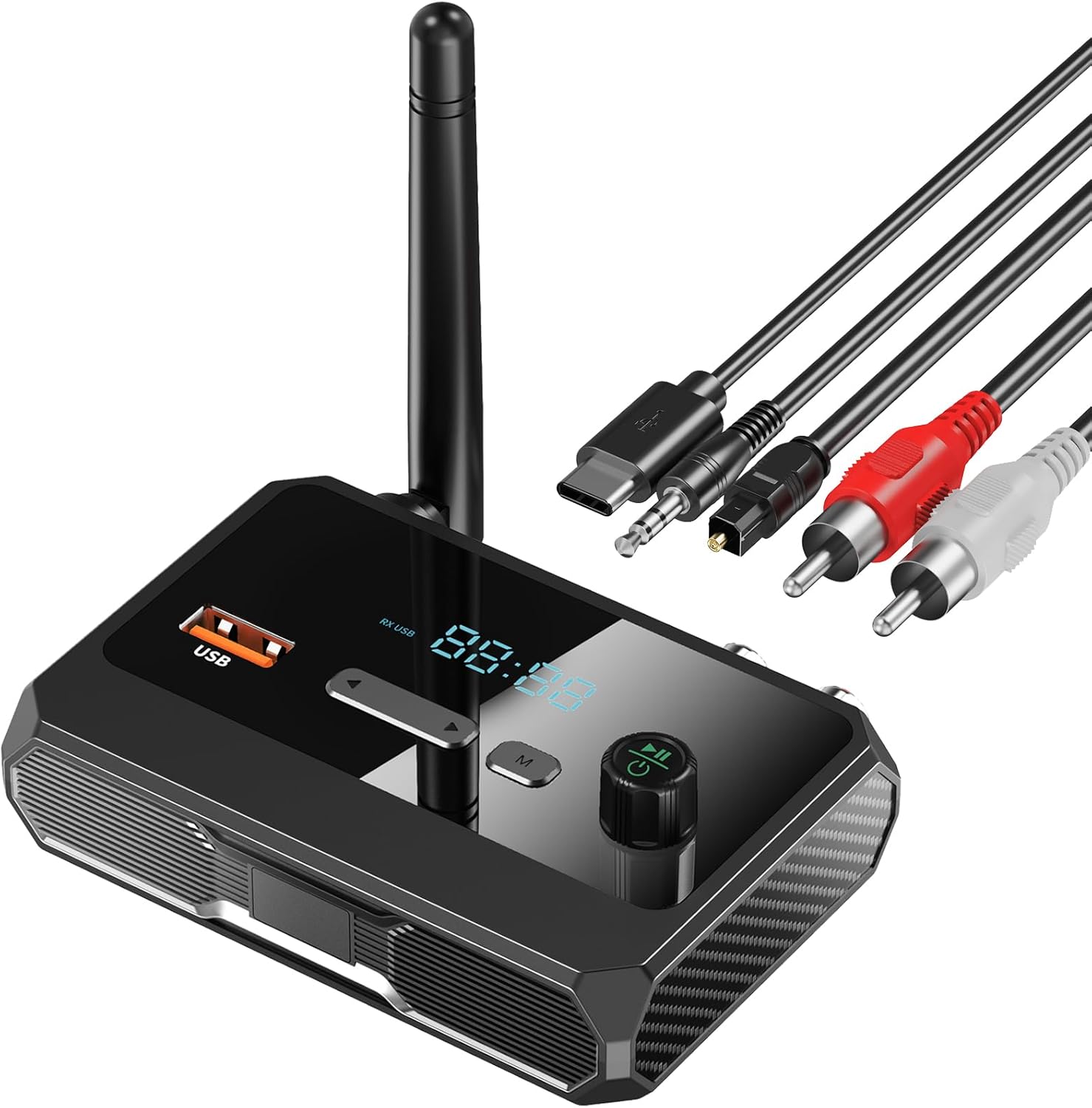 Bluetooth 5.3 Receiver for Home Stereo, RCA Bluetooth Adapter, Low Latency & HD Music Audio, Support Optical AUX 3.5mm, RCA Receiver Adapter for Speakers, Music Streaming Stereo System