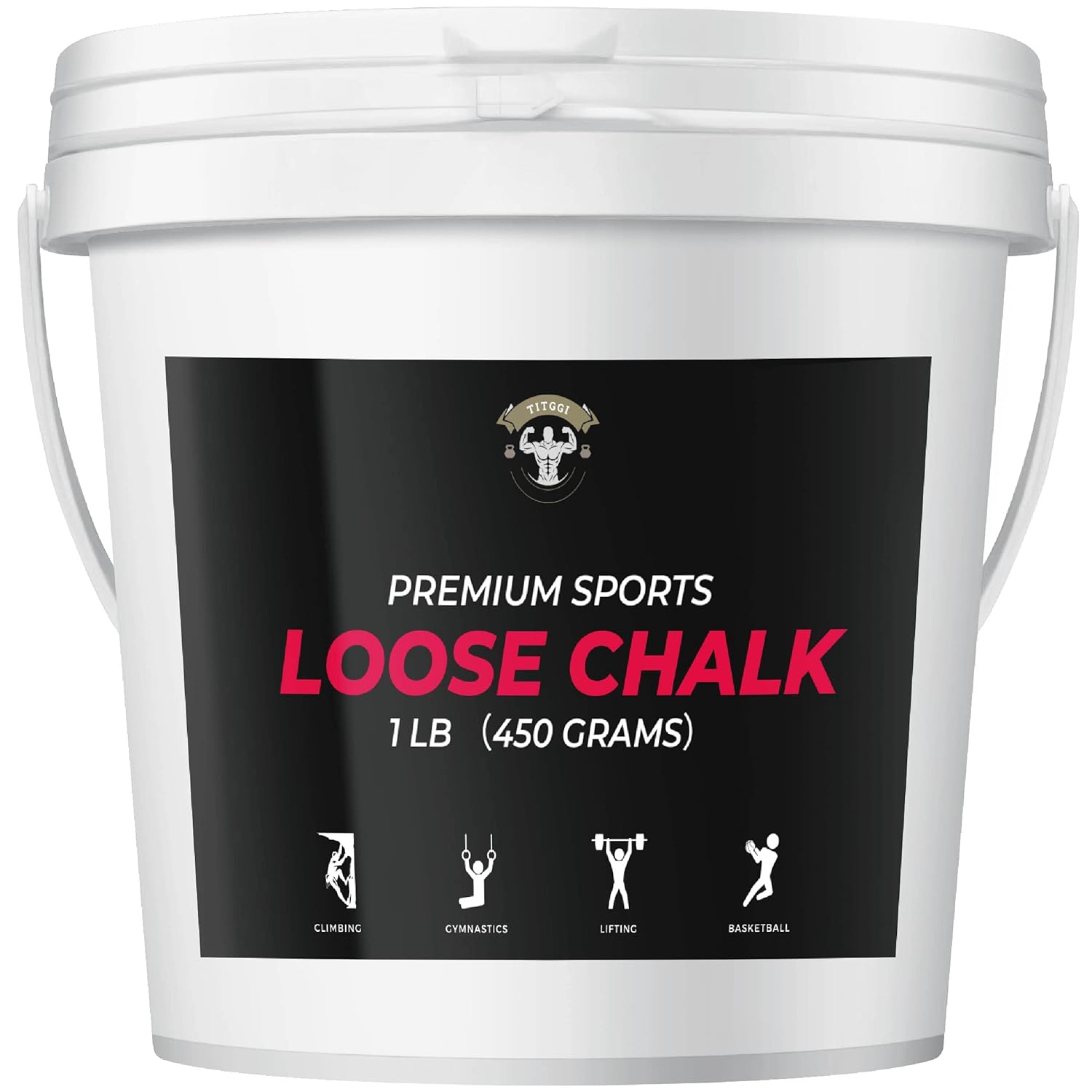 TITGGI 1 lb Gym Chalk Bucket - Multi-Purpose Hand Chalk for Rock Climbing, Gym, Weight Lifting and More