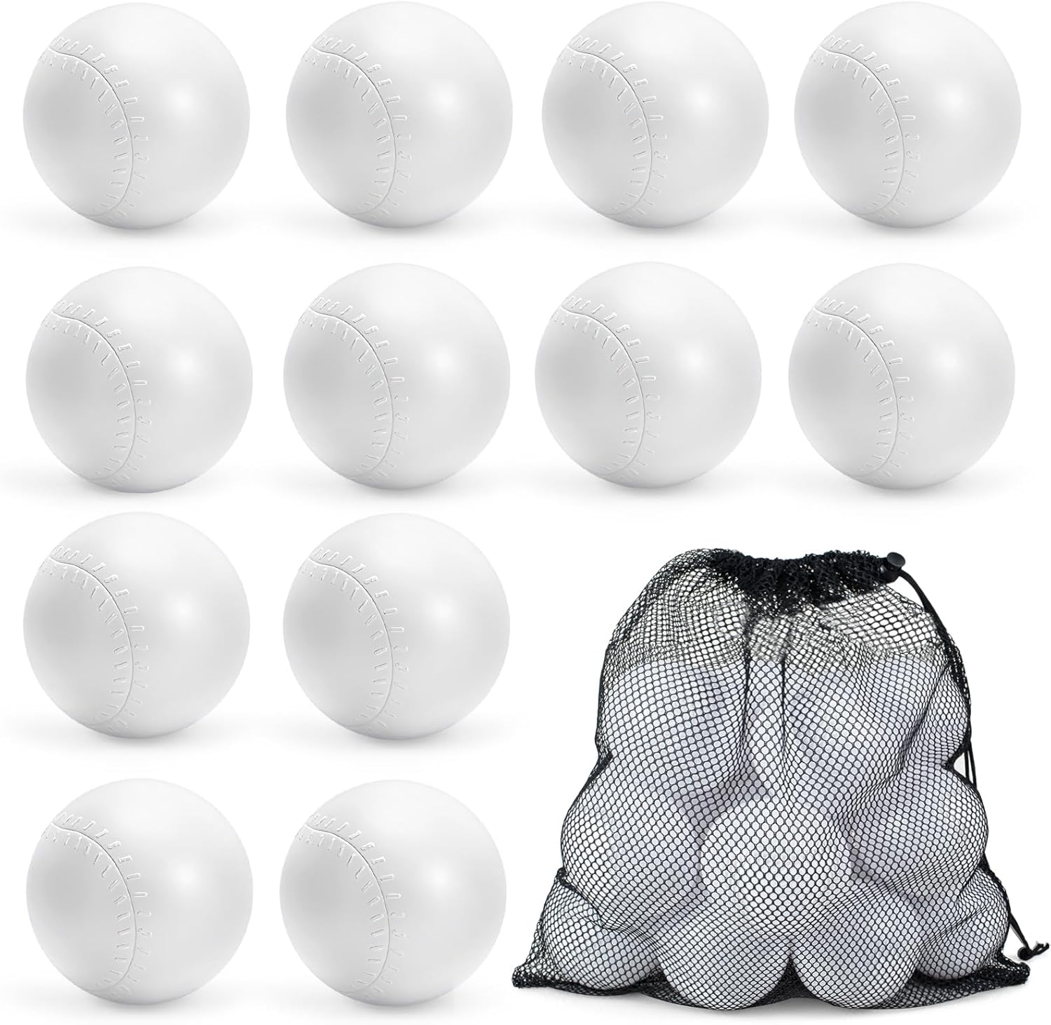 YongnKids 12 Pcs Toddler Replacement Baseball Balls,Plastic Baseballs for T-Ball with Bag Perfect for Tee-Ball Practice, Baseball Training, Sports Theme Party Favors,Stocking Stuffers