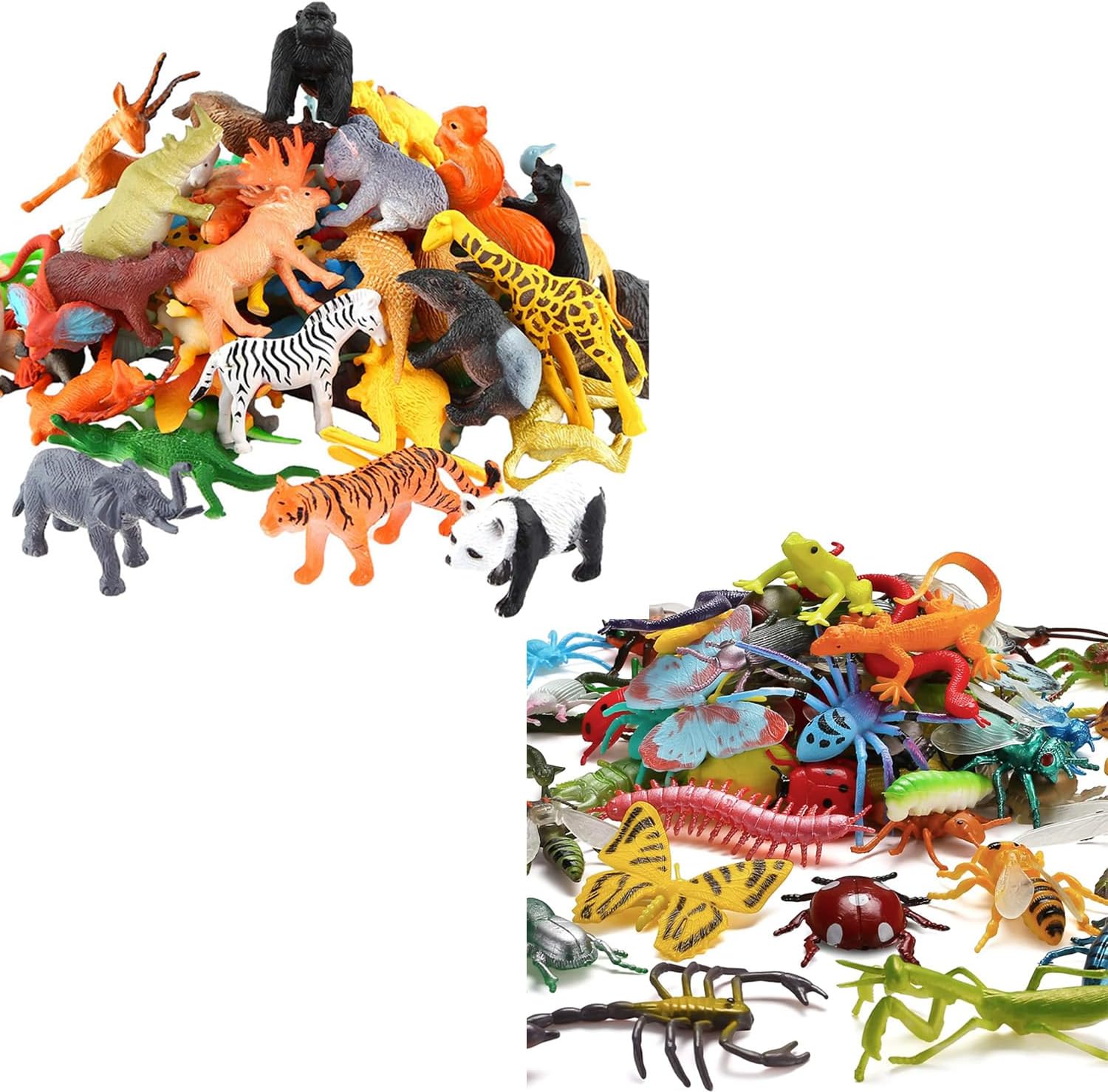 ValeforToy 54 Mini Animal Toys Set and 73 Mini Insect Toys Set